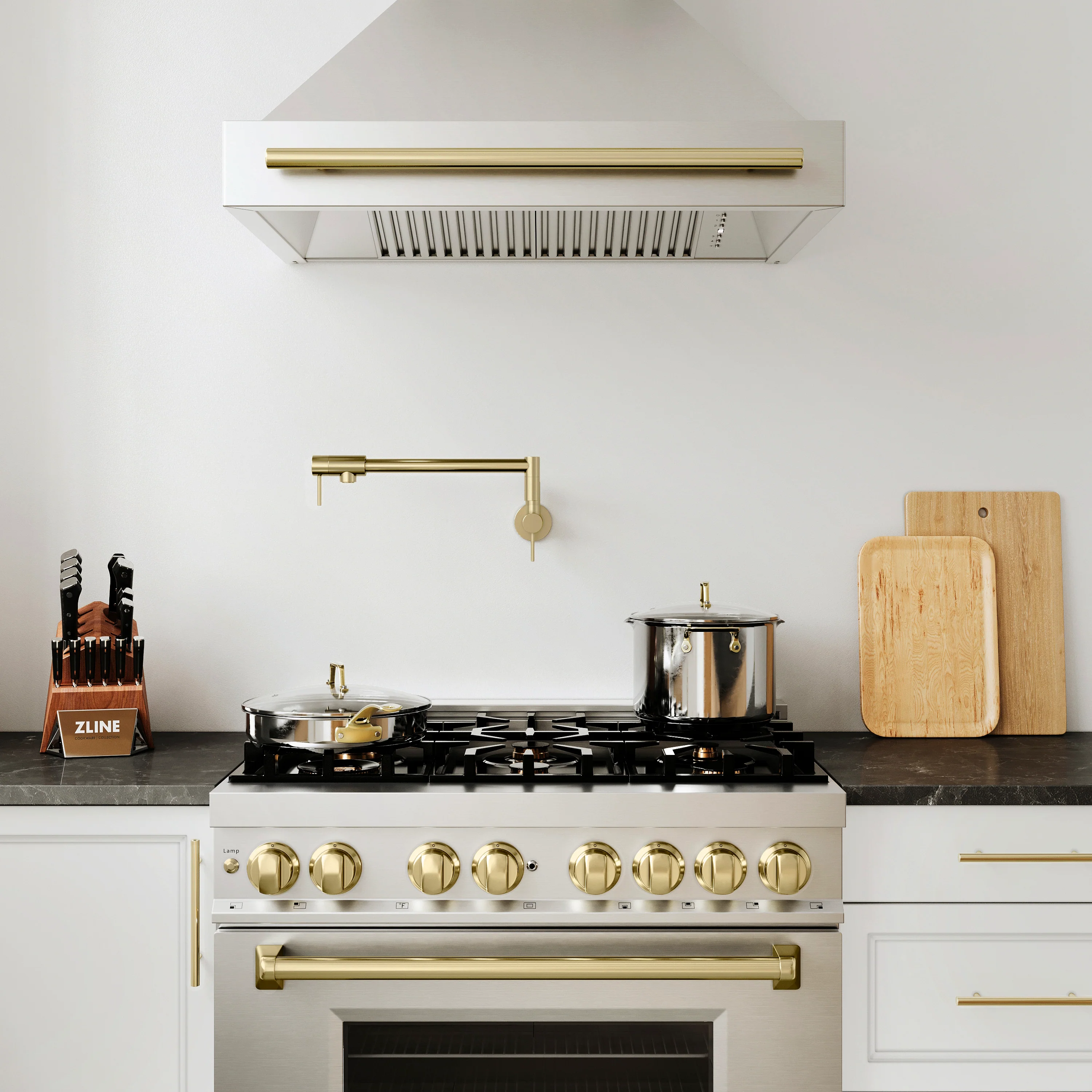 ZLINE Autograph Edition 36 in. 4.6 cu. ft. Legacy Dual Fuel Range with 6 Burner Gas Cooktop and Electric Convection Oven in Stainless Steel and Champagne Bronze Accents, Open Box-Great Condition - Image 21
