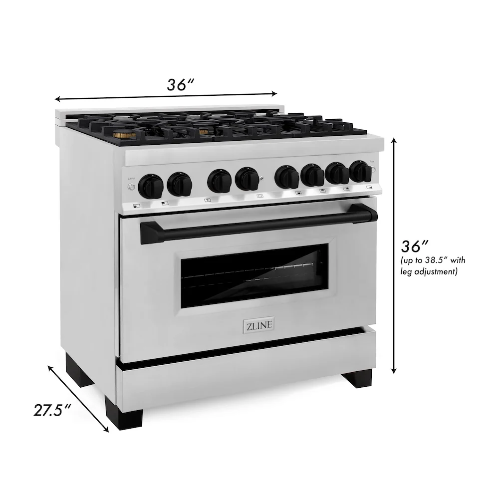 ZLINE Autograph Edition 36 in. 4.6 cu. ft. Legacy Dual Fuel Range with 6 Burner Gas Cooktop and Electric Convection Oven in Stainless Steel and Matte Black Accents, Open Box-Great Condition - Image 15
