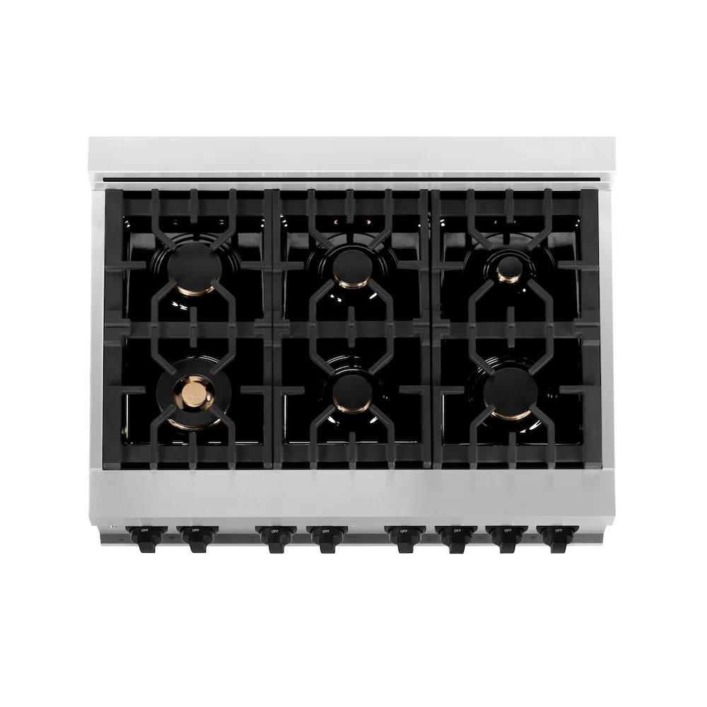 ZLINE Autograph Edition 36 in. 4.6 cu. ft. Legacy Dual Fuel Range with 6 Burner Gas Cooktop and Electric Convection Oven in Stainless Steel with White Matte Door and Matte Black Accents, Open Box-Great Condition - Image 2