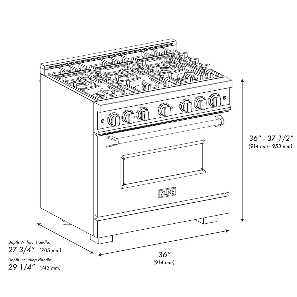ZLINE Autograph Edition 36 in. 5.2 cu. ft. Classic Dual Fuel Range with 6 Burner Gas Cooktop and Electric Convection Oven in Satin Stainless Steel with White Matte Door and Champagne Bronze Accents, Open Box-Great Condition - Image 13