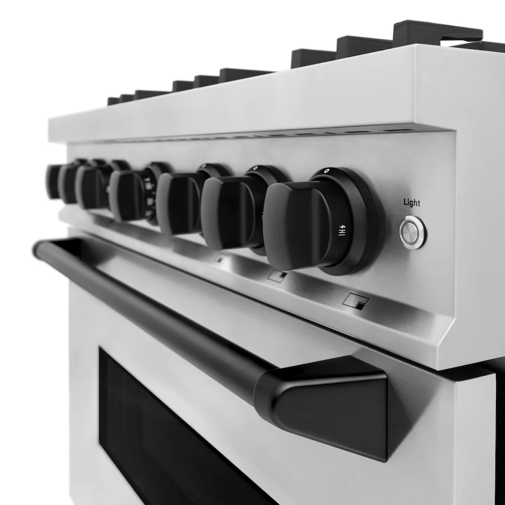 ZLINE Autograph Edition 36 in. 5.2 cu. ft. Classic Dual Fuel Range with 6 Burner Gas Cooktop and Electric Convection Oven in Stainless Steel with Matte Black Accents, Open Box-Great Condition - Image 11