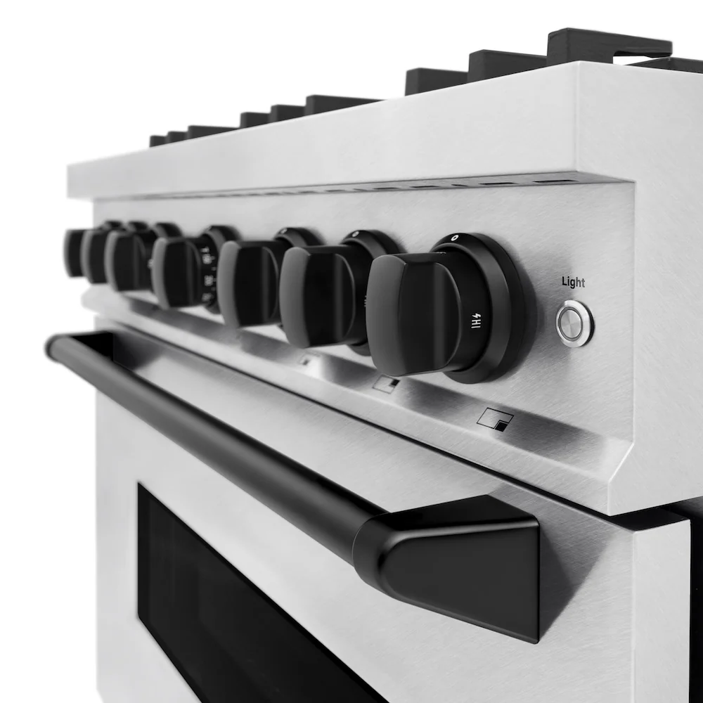 ZLINE Autograph Edition 36 in. 5.2 cu. ft. Classic Gas Range with 6 Burner Cooktop and Convection Gas Oven in Satin Stainless Steel and Matte Black Accents, Open Box-Great Condition - Image 10