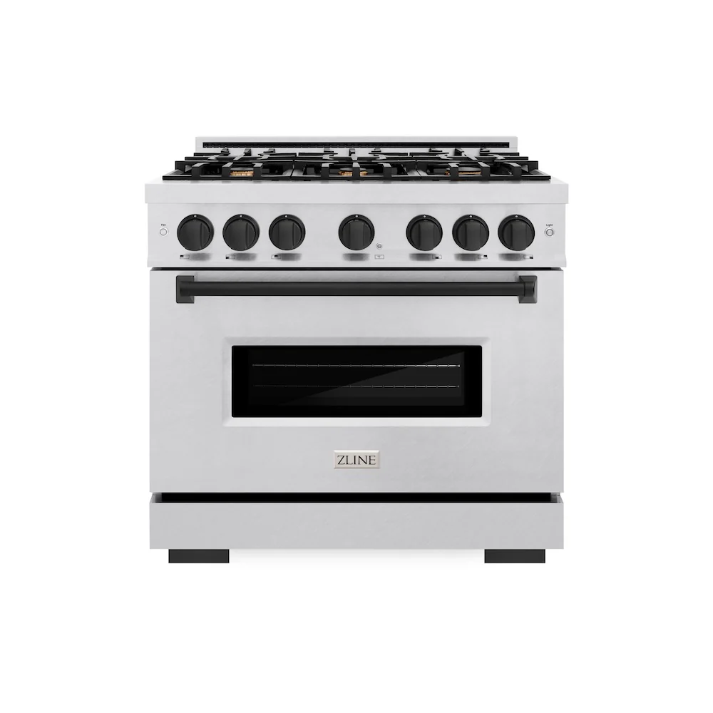 ZLINE Autograph Edition 36 in. 5.2 cu. ft. Classic Gas Range with 6 Burner Cooktop and Convection Gas Oven in Satin Stainless Steel and Matte Black Accents, Open Box-Great Condition - Image 3