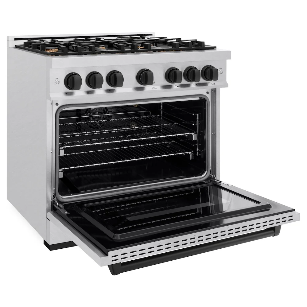 ZLINE Autograph Edition 36 in. 5.2 cu. ft. Classic Gas Range with 6 Burner Cooktop and Convection Gas Oven in Satin Stainless Steel and Matte Black Accents, Open Box-Great Condition - Image 7