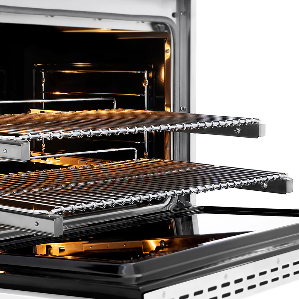 ZLINE Autograph Edition 36 in. 5.2 cu. ft. Paramount Dual Fuel Range with 6 Burner DuoPro™ Cooktop and Electric Convection Oven in Satin Stainless Steel with White Matte Door and Polished Gold Accents, Open Box-Great Condition - Image 6