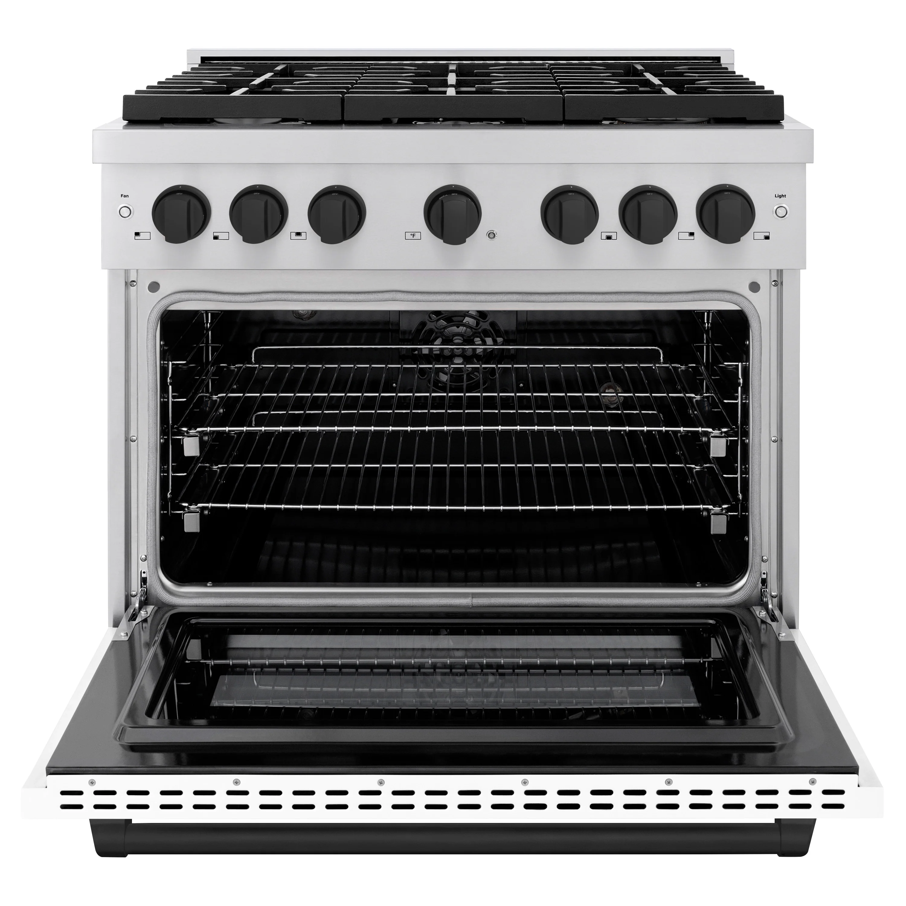 ZLINE Autograph Edition 36 in. 5.2 cu. ft. Paramount Dual Fuel Range with 6 Burner Gas Cooktop and Electric Convection Oven in Stainless Steel with White Matte Door and Matte Black Accents, Open Box-Great Condition - Image 5