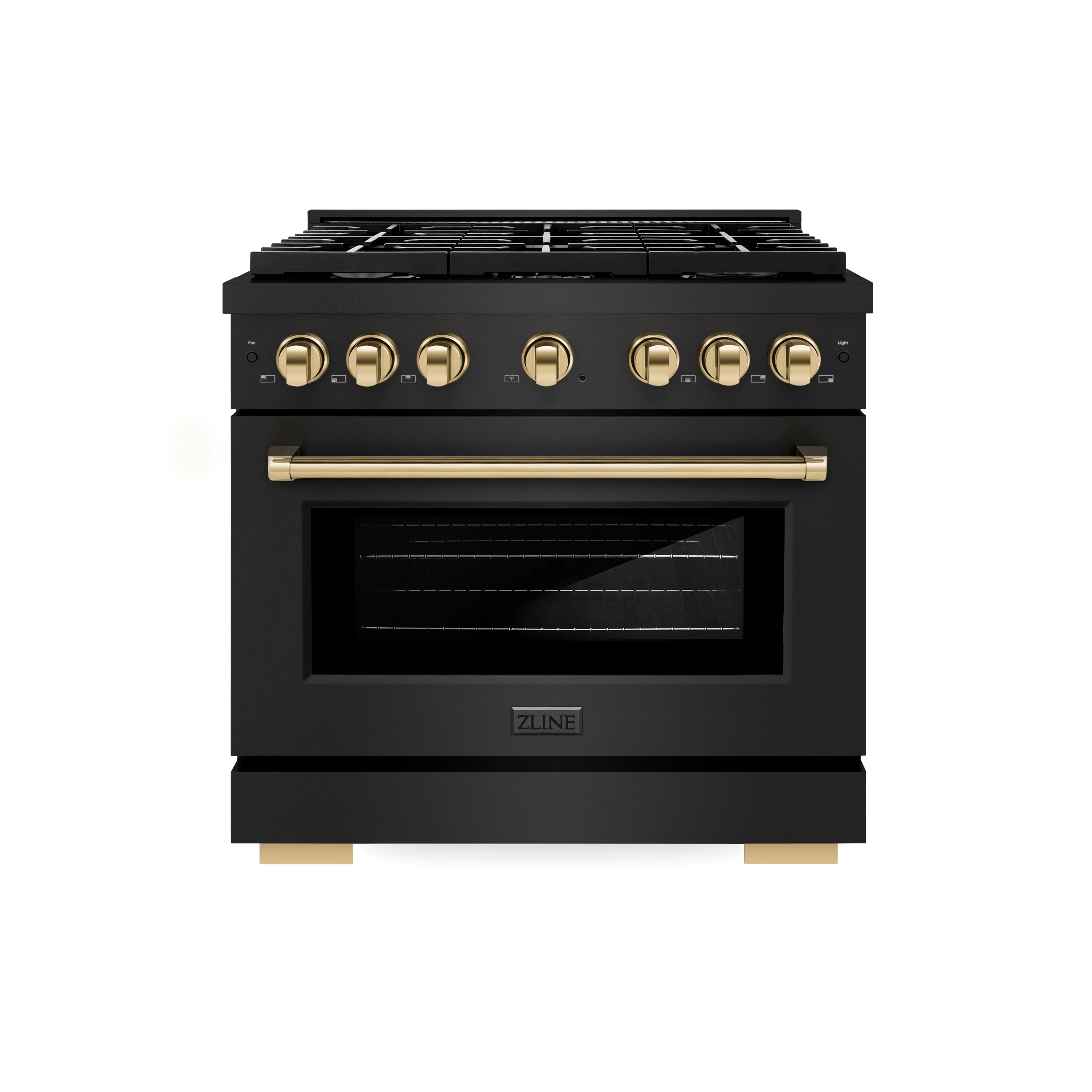 ZLINE Autograph Edition 36 in. 5.2 cu. ft. Paramount Gas Range with 6 Burner Cooktop and Convection Gas Oven in Black Stainless Steel and Polished Gold Accents, Open Box-Great Condition - Image 3