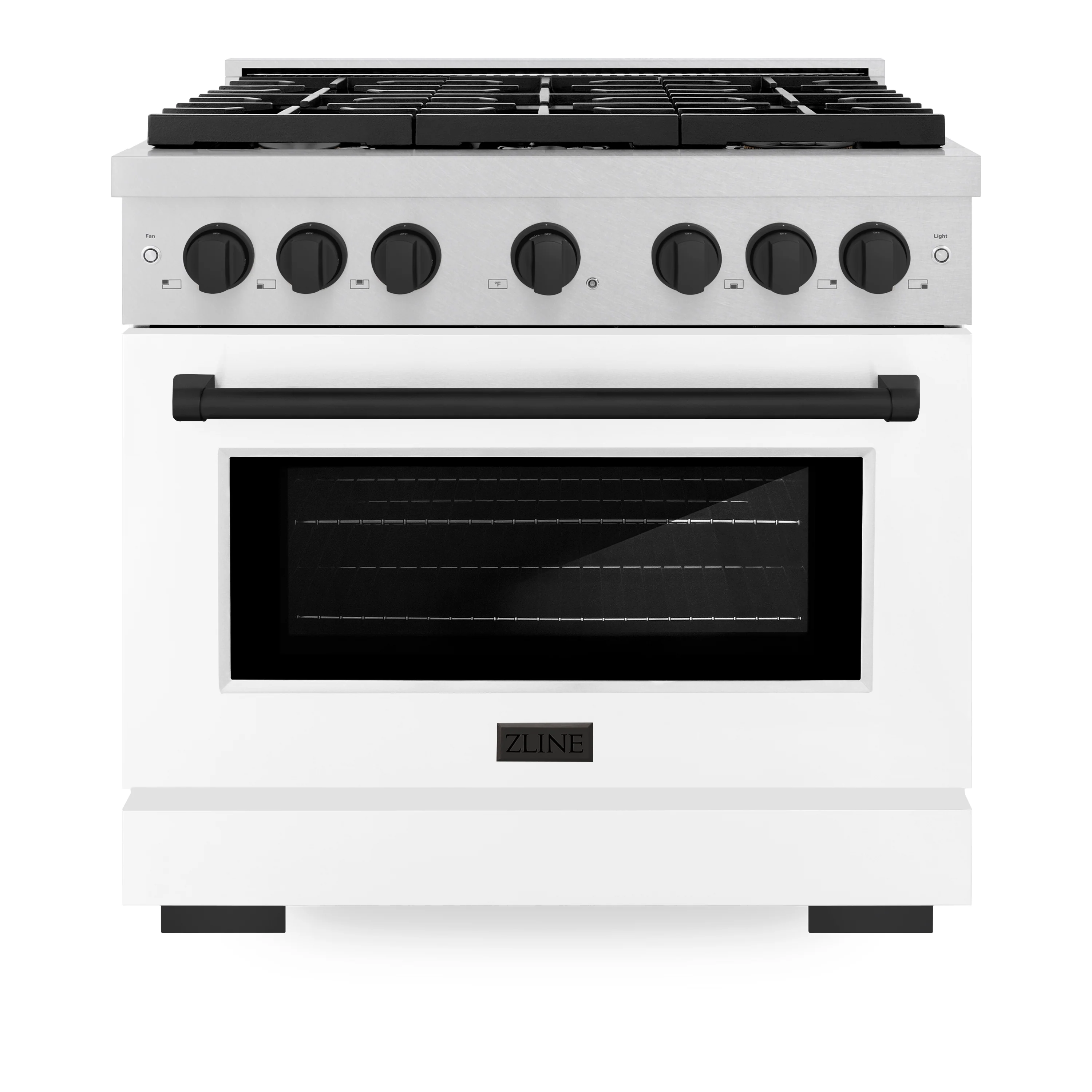 ZLINE Autograph Edition 36 in. 5.2 cu. ft. Paramount Gas Range with 6 Burner Cooktop and Convection Gas Oven in Satin Stainless Steel with White Matte Door and Matte Black Accents, Open Box-Great Condition - Image 4