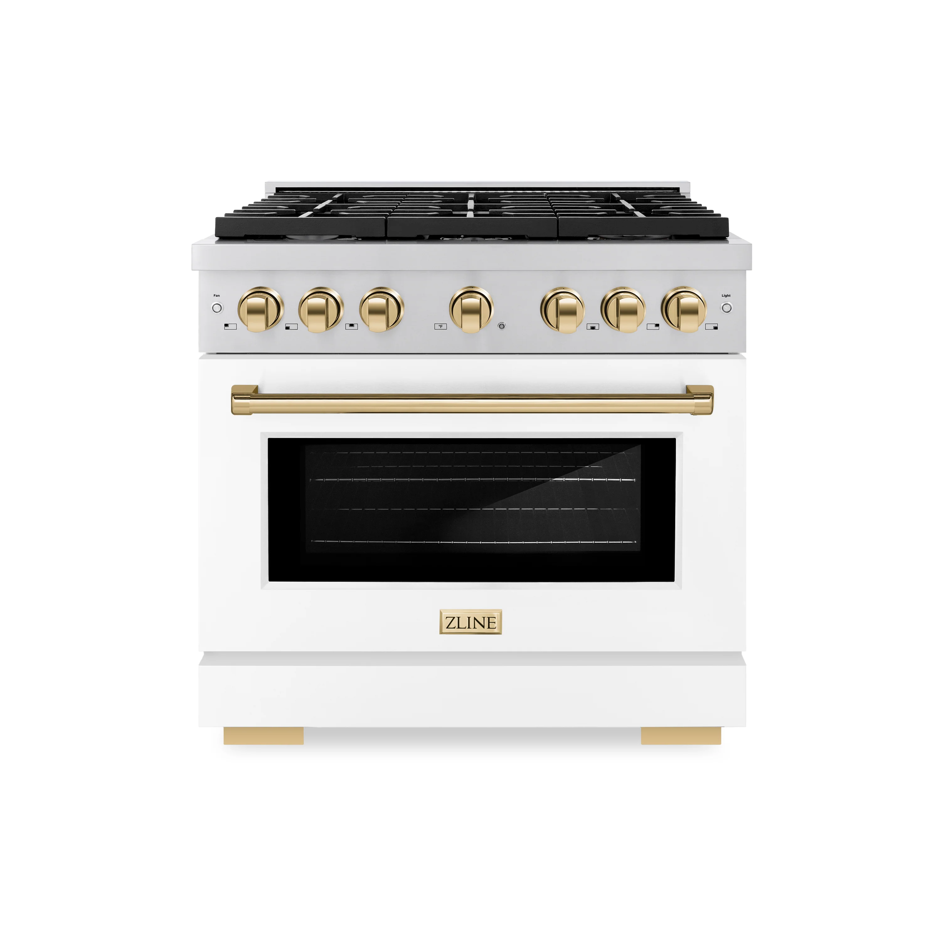 ZLINE Autograph Edition 36 in. 5.2 cu. ft. Paramount Gas Range with 6 Burner Cooktop and Convection Gas Oven in Stainless Steel with White Matte Door and Polished Gold Accents, Open Box-Great Condition - Image 3