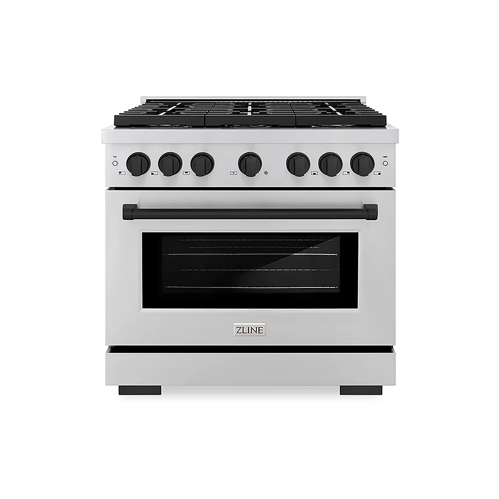 ZLINE Autograph Edition 36 in. 5.2 cu. ft. Paramount Gas Range with 6 Burner DuoPro™ Cooktop and Convection Gas Oven in Stainless Steel and Matte Black Accents, Open Box-Great Condition - Image 3