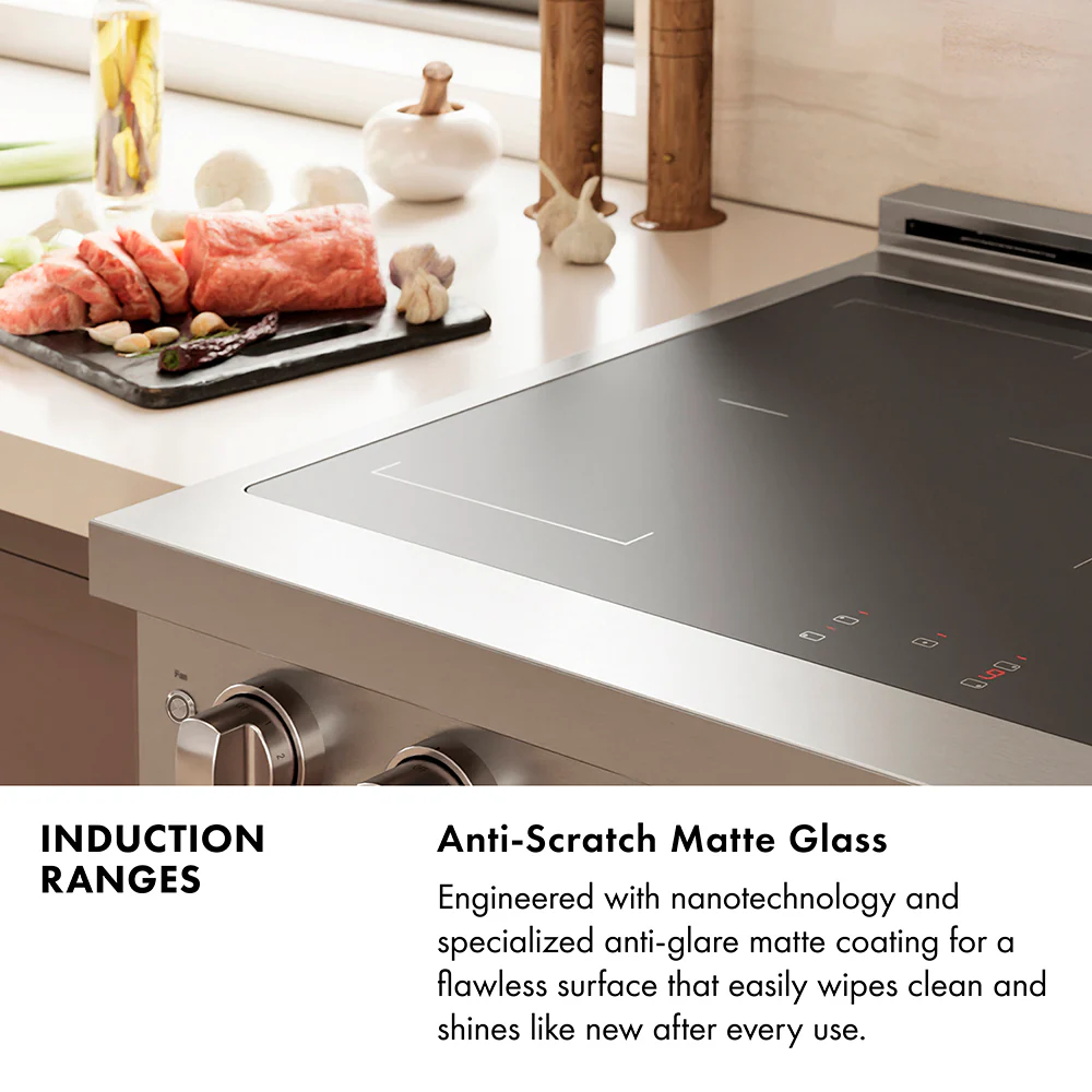 ZLINE Autograph Edition 36 in. 5.2 cu. ft. Paramount Induction Range with 5 Element Cooktop and Electric Convection Oven in Black Stainless Steel with Champagne Bronze Accents (SINRBZ-36-CB) - Image 11