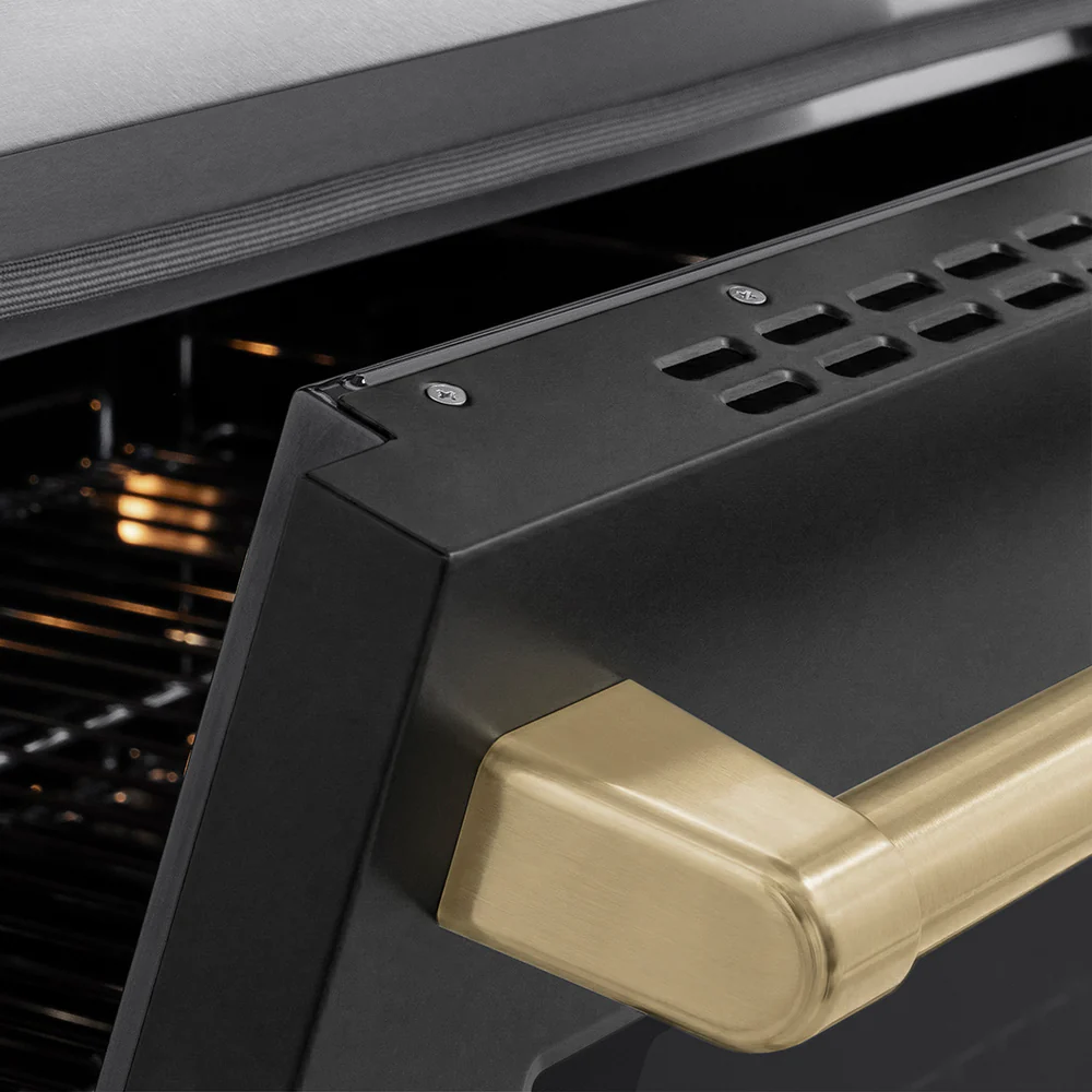 ZLINE Autograph Edition 36 in. 5.2 cu. ft. Paramount Induction Range with 5 Element Cooktop and Electric Convection Oven in Satin Stainless Steel with Black Matte Door and Champagne Bronze Accents (SINRSZ-BLM36-CB) - Image 6