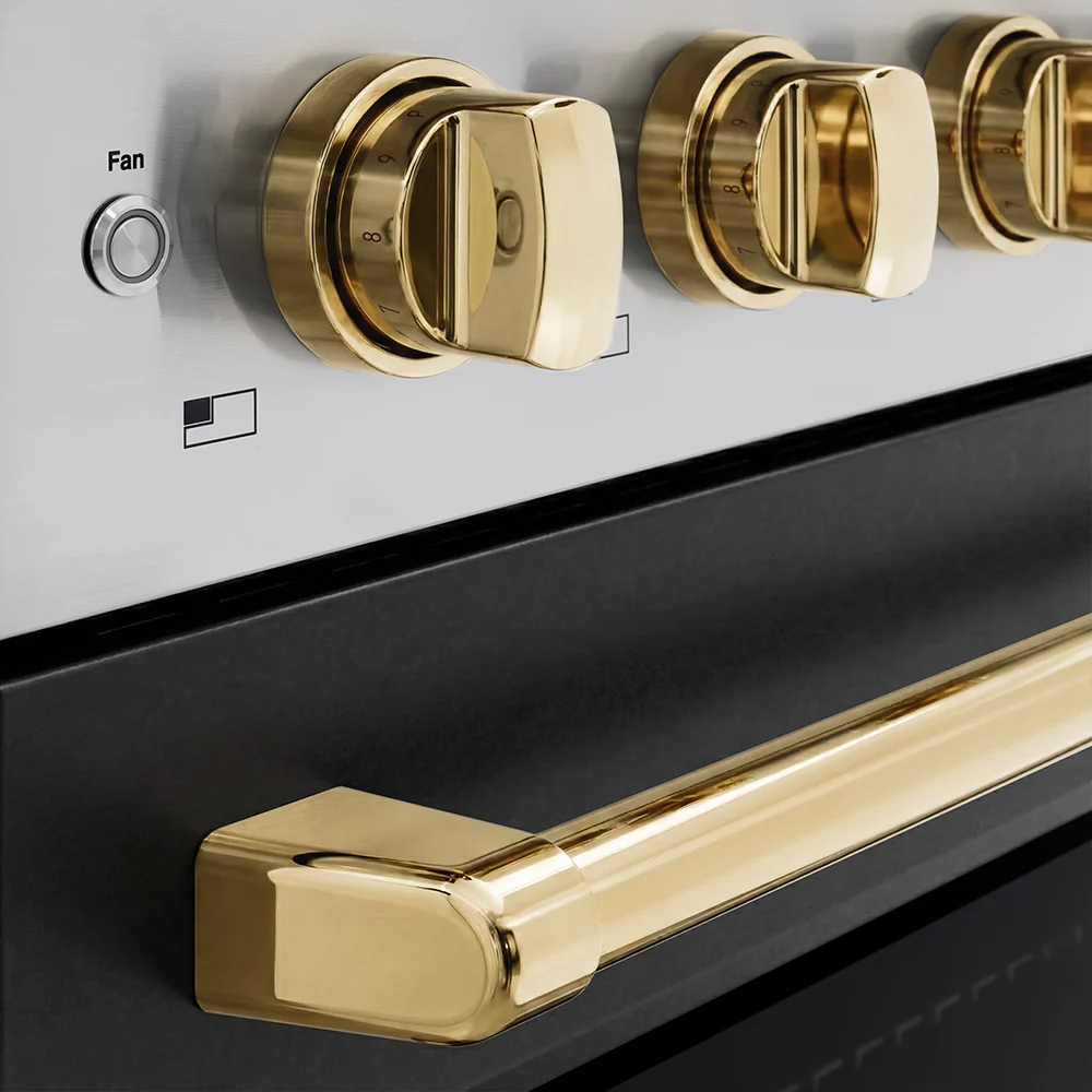 ZLINE Autograph Edition 36 in. 5.2 cu. ft. Paramount Induction Range with 5 Element Cooktop and Electric Convection Oven in Stainless Steel with Black Matte Door and Polished Gold Accents (SINRZ-BLM-36-G) - Image 4