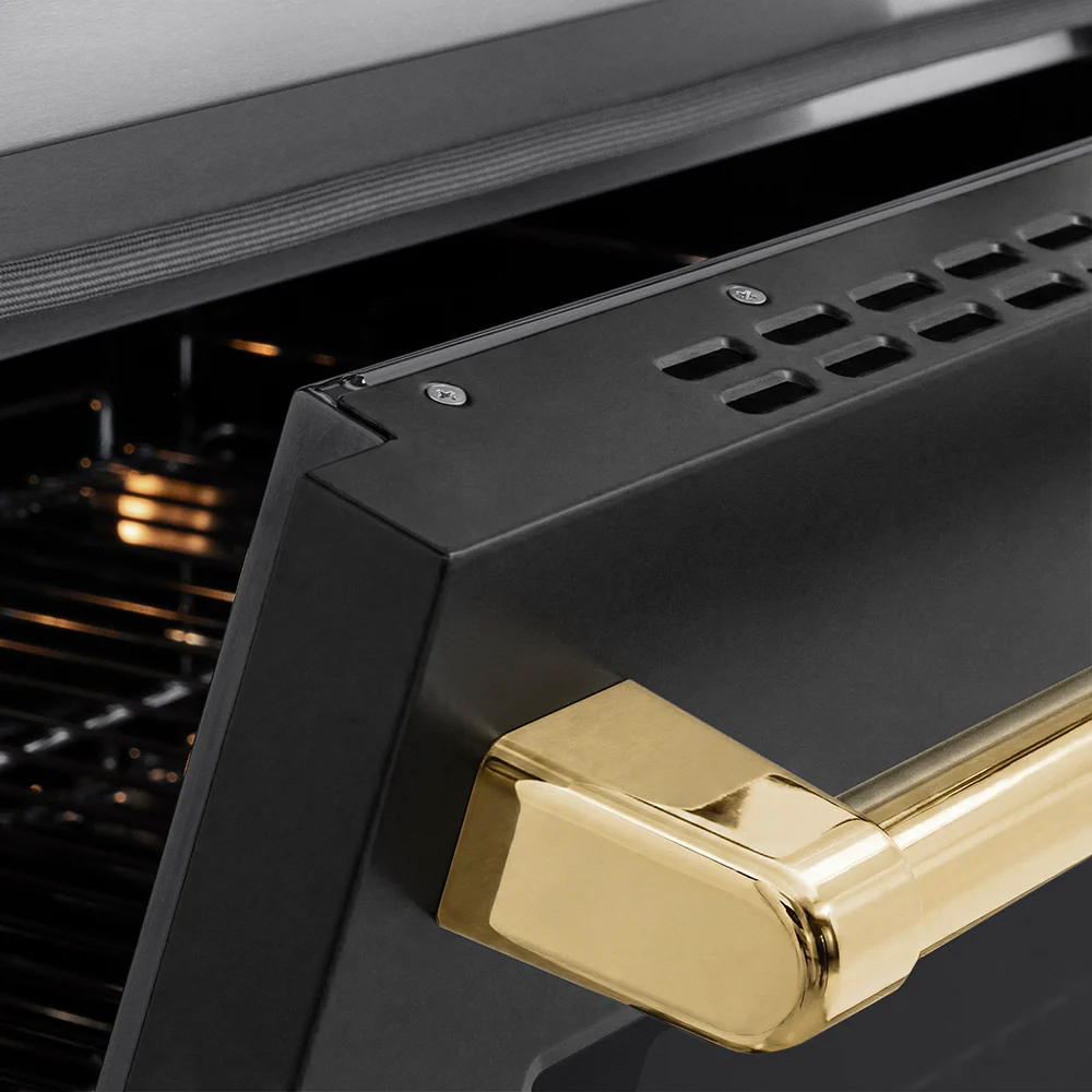 ZLINE Autograph Edition 36 in. 5.2 cu. ft. Paramount Induction Range with 5 Element Cooktop and Electric Convection Oven in Stainless Steel with Black Matte Door and Polished Gold Accents (SINRZ-BLM-36-G) - Image 5
