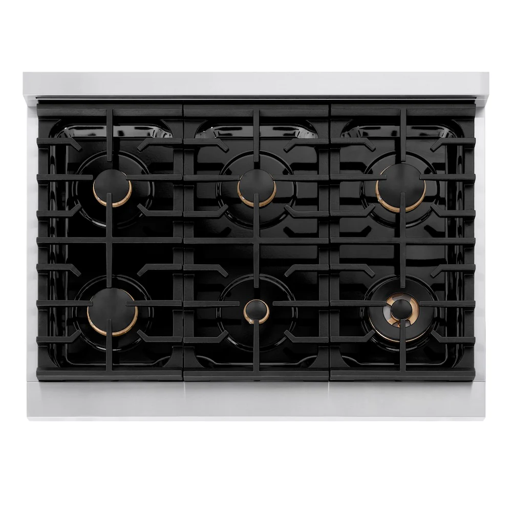 ZLINE Autograph Edition 36 in. Paramount Gas Rangetop with 6 Burners and Porcelain Cooktop in Stainless Steel with Matte Black Accents, Open Box-Great Condition - Image 2