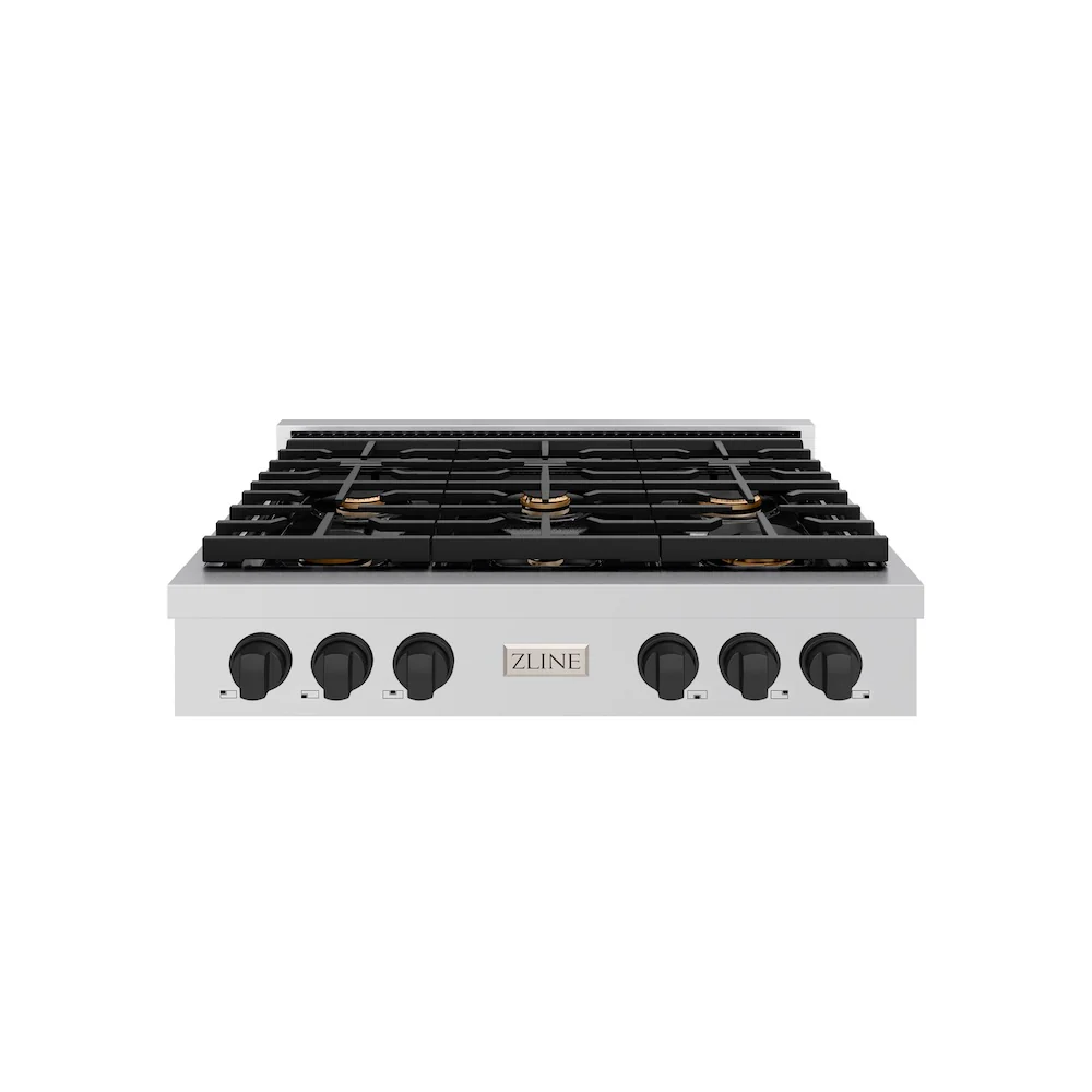 ZLINE Autograph Edition 36 in. Paramount Gas Rangetop with 6 Burners and Porcelain Cooktop in Stainless Steel with Matte Black Accents, Open Box-Great Condition - Image 3
