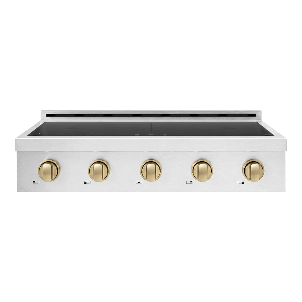ZLINE Autograph Edition 36 in. Paramount Induction Rangetop with 5 Element Cooktop in Satin Stainless Steel and Champagne Bronze Accents (SINRTSZ-36-CB) - Image 7