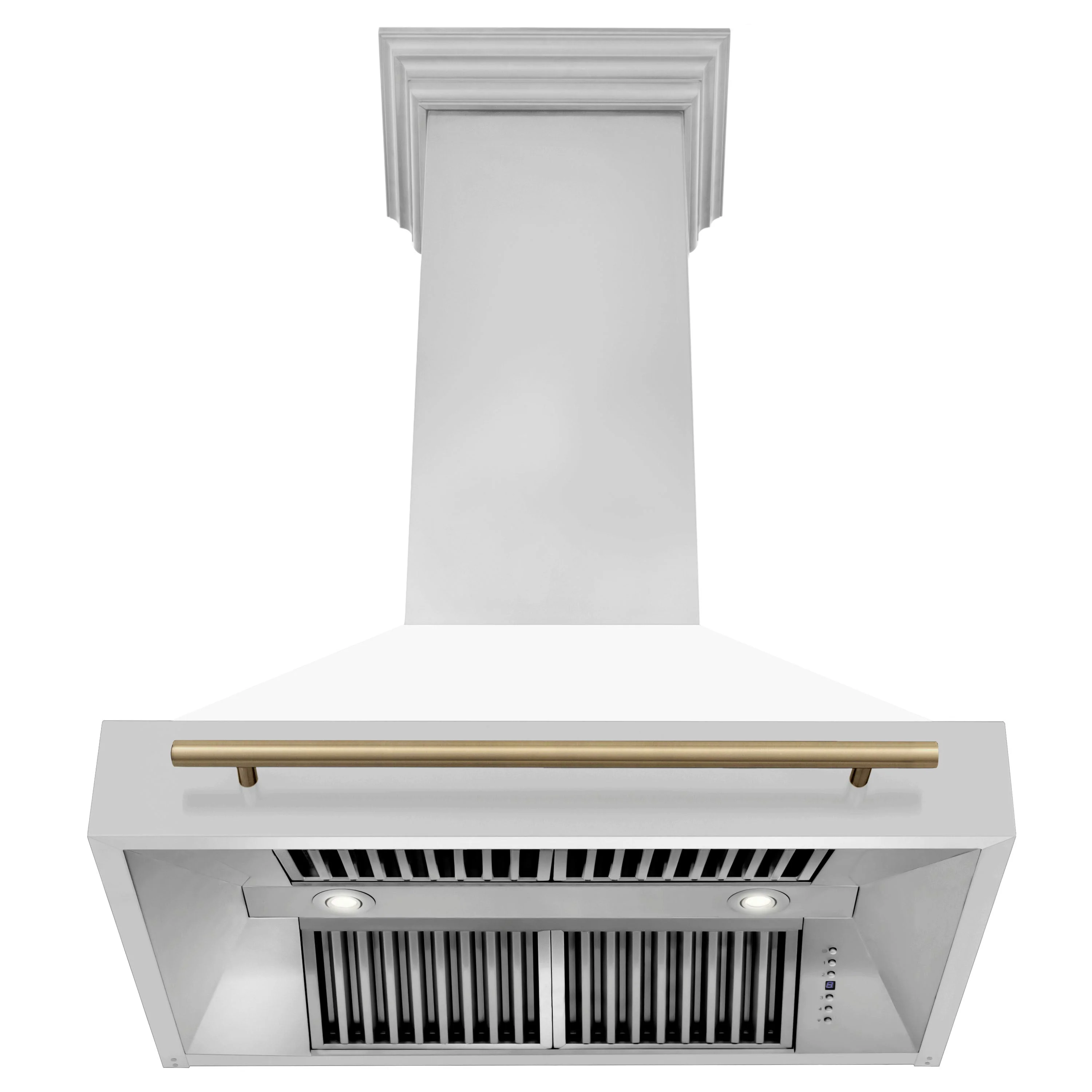 ZLINE Autograph Edition 36 in. Kitchen Package with Stainless Steel Dual Fuel Range with White Matte Door and Range Hood with Champagne Bronze Accents (2AKP-RAWMRH36-CB) - Image 10