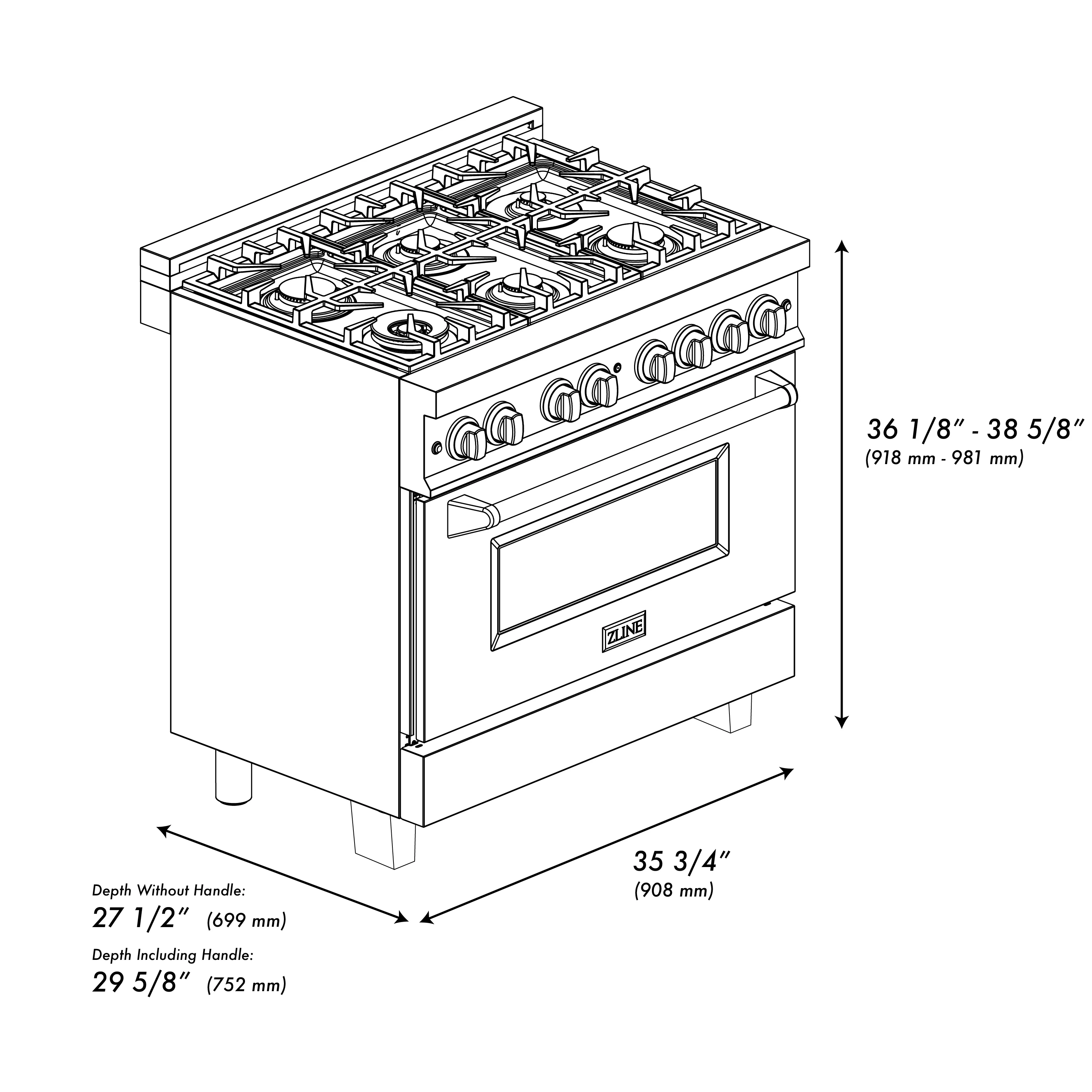 ZLINE Autograph Edition 36 in. 4.6 cu. ft. Legacy Dual Fuel Range with 6 Burner Gas Cooktop and Electric Convection Oven in Satin Stainless Steel with White Matte Door and Polished Gold Accents (RASZ-WM-36-G) - Image 11