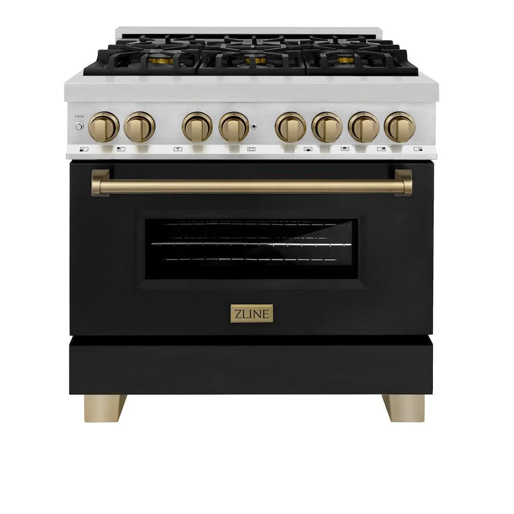 ZLINE Autograph Edition 36 in. 4.6 cu. ft. Legacy Dual Fuel Range with 6 Burner Gas Cooktop and Electric Convection Oven (RAZ-BLM-36-CB) - Image 7