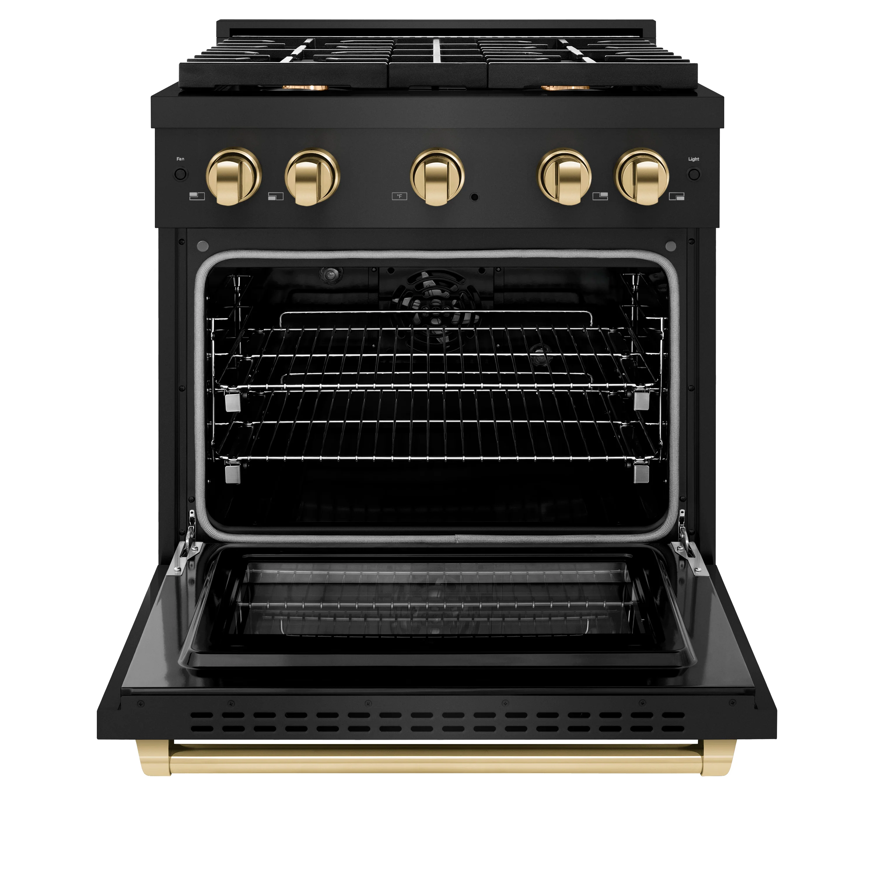 ZLINE Autograph Edition 36 in. 5.2 cu. ft. Paramount Dual Fuel Range with 6 Burner Gas Cooktop and Electric Convection Oven in Black Stainless Steel with Champagne Bronze Accents (SDRBZ-36-CB) - Image 3