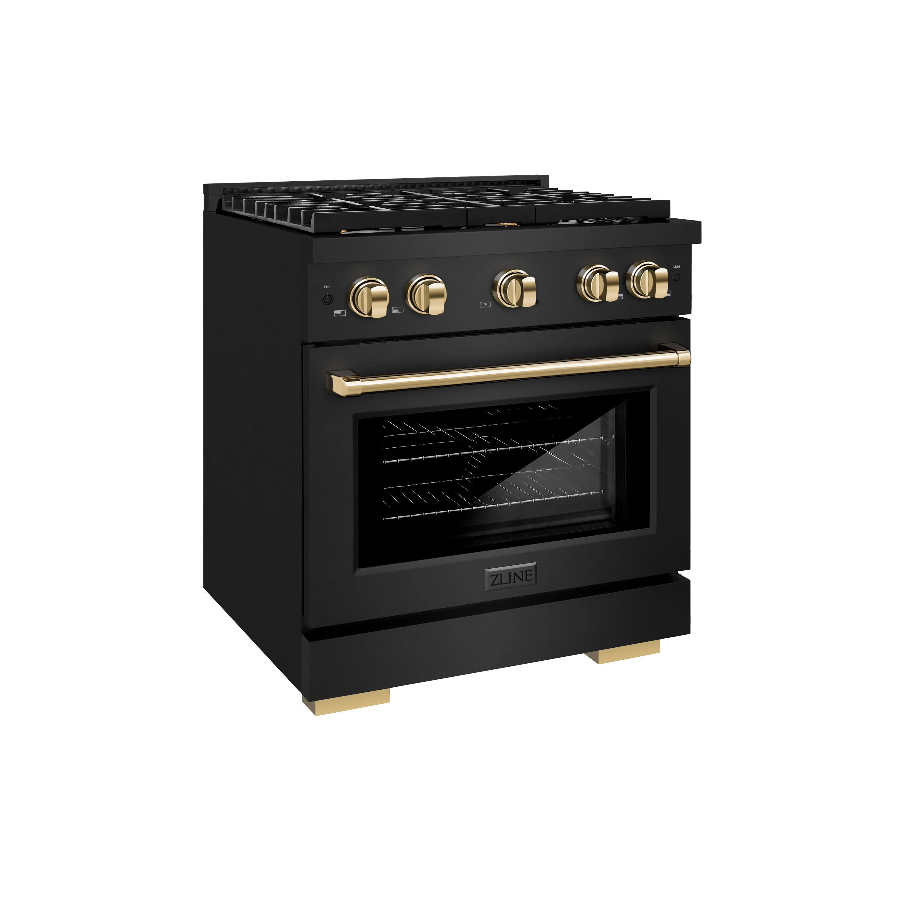 ZLINE Autograph Edition 36 in. 5.2 cu. ft. Paramount Dual Fuel Range with 6 Burner Gas Cooktop and Electric Convection Oven in Black Stainless Steel with Champagne Bronze Accents (SDRBZ-36-CB) - Image 4
