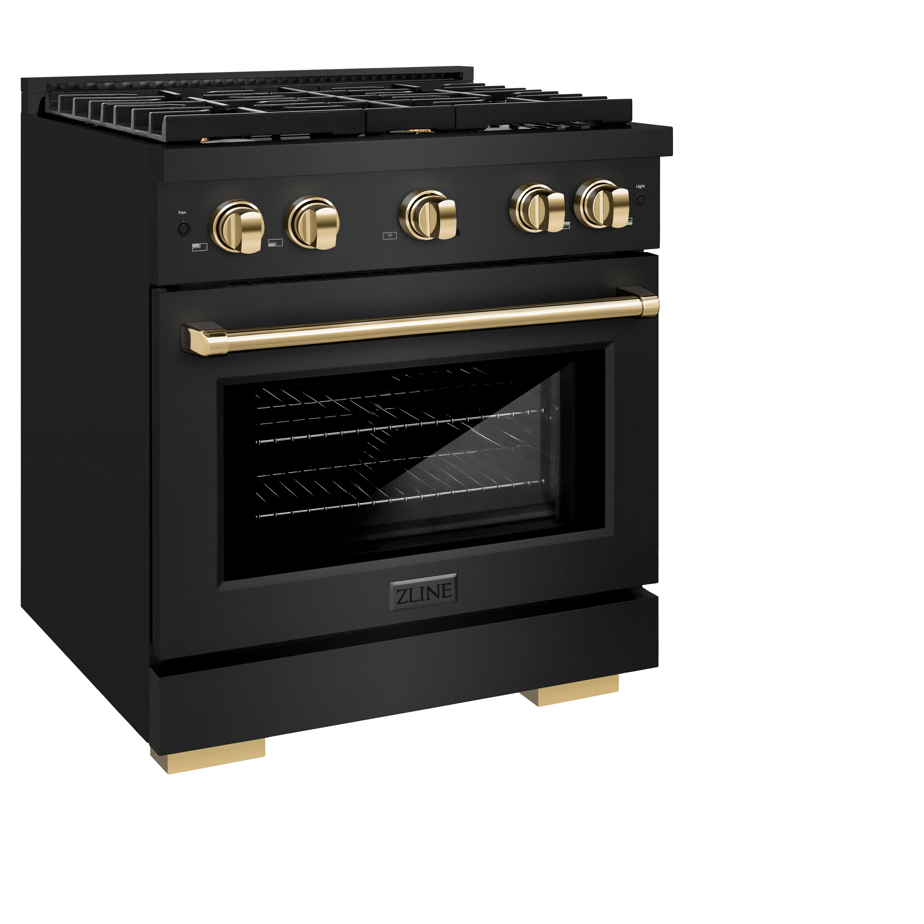 ZLINE Autograph Edition 36 in. 5.2 cu. ft. Paramount Dual Fuel Range with 6 Burner Gas Cooktop and Electric Convection Oven in Black Stainless Steel with Champagne Bronze Accents (SDRBZ-36-CB) - Image 5