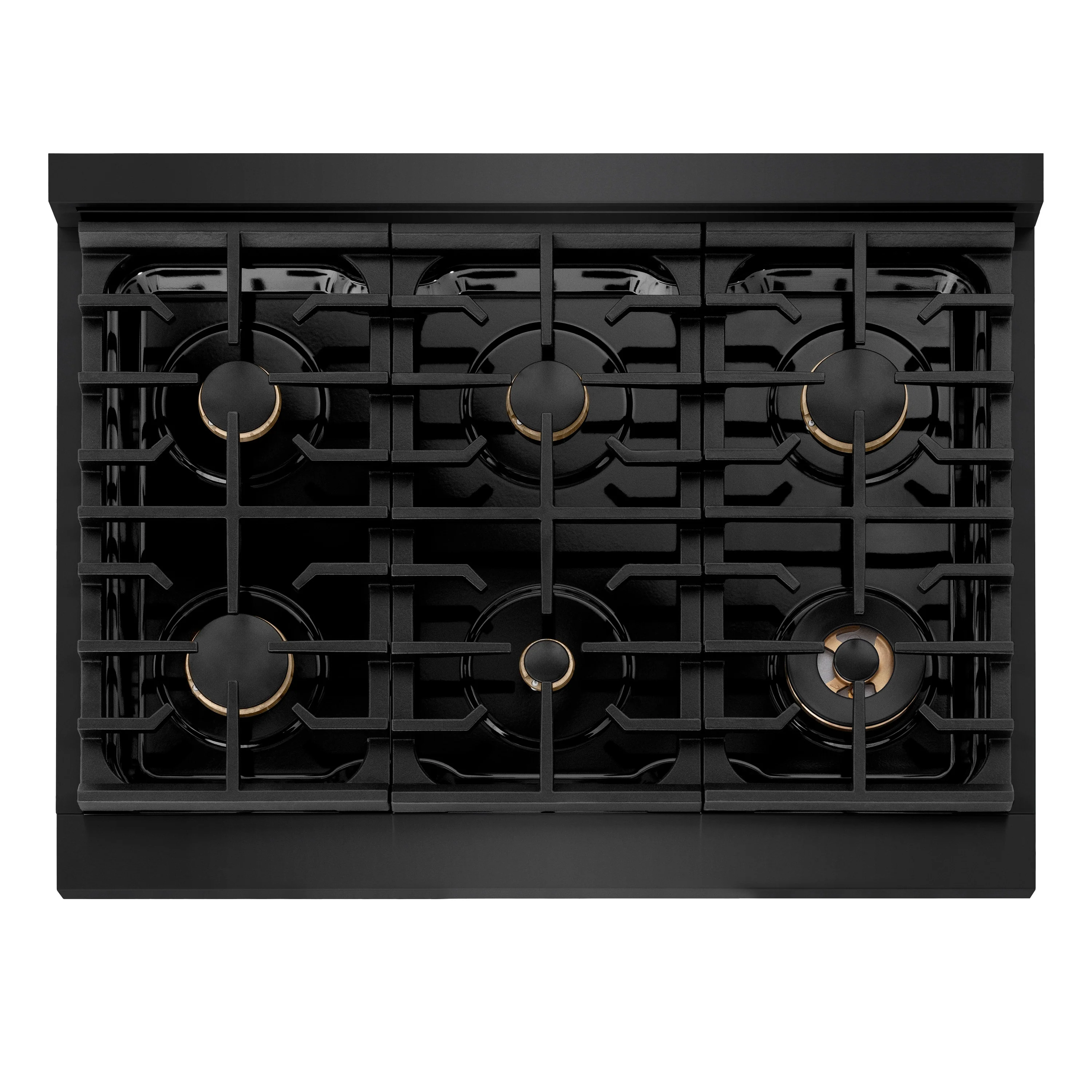 ZLINE Autograph Edition 36 in. 5.2 cu. ft. Paramount Dual Fuel Range with 6 Burner Gas Cooktop and Electric Convection Oven in Black Stainless Steel with Polished Gold Accents (SDRBZ-36-G) - Image 6