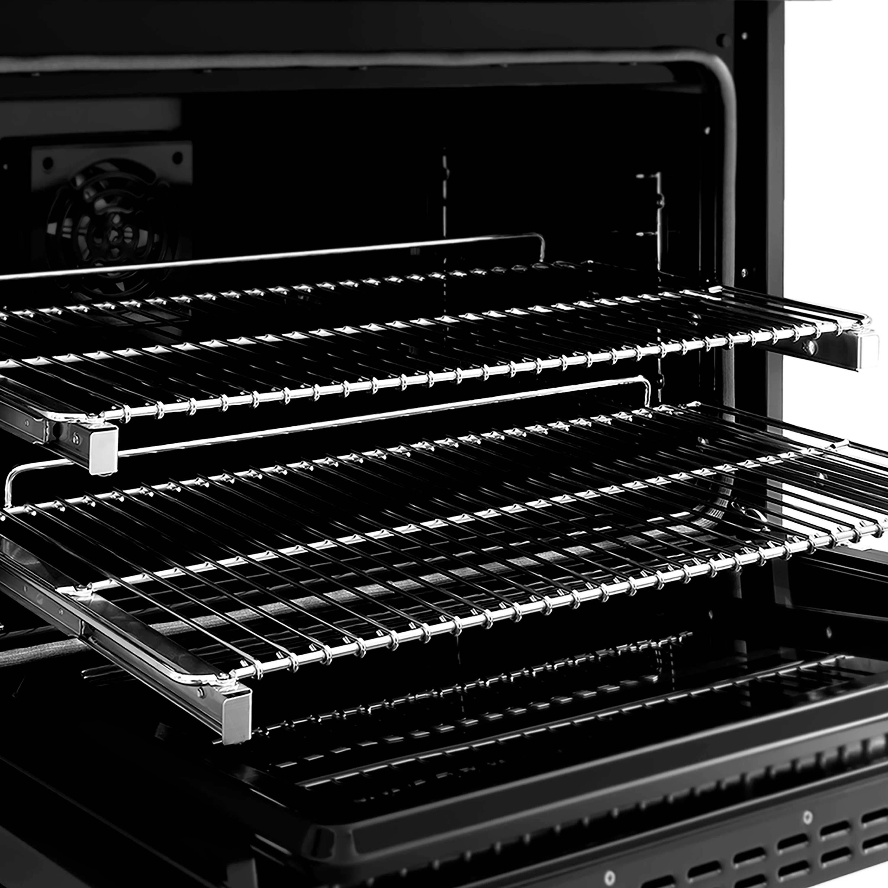 ZLINE Autograph Edition 36 in. 5.2 cu. ft. Paramount Dual Fuel Range with 6 Burner DuoPro™ Cooktop and Electric Convection Oven in Black Stainless Steel with Polished Gold Helix Handle and Accents (PSDRBZ-36-KG) - Image 8