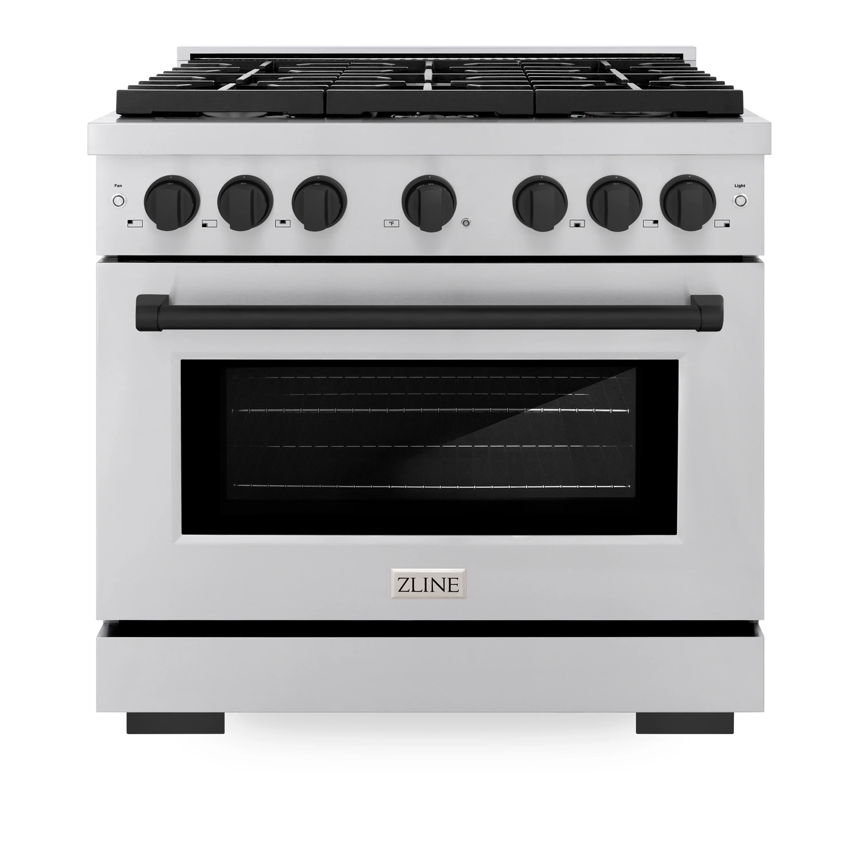 ZLINE Autograph Edition 36 in. 5.2 cu. ft. Paramount Dual Fuel Range with 6 Burner Gas Cooktop and Electric Convection Oven in Stainless Steel with Matte Black Accents (SDRZ-36-MB) - Image 3