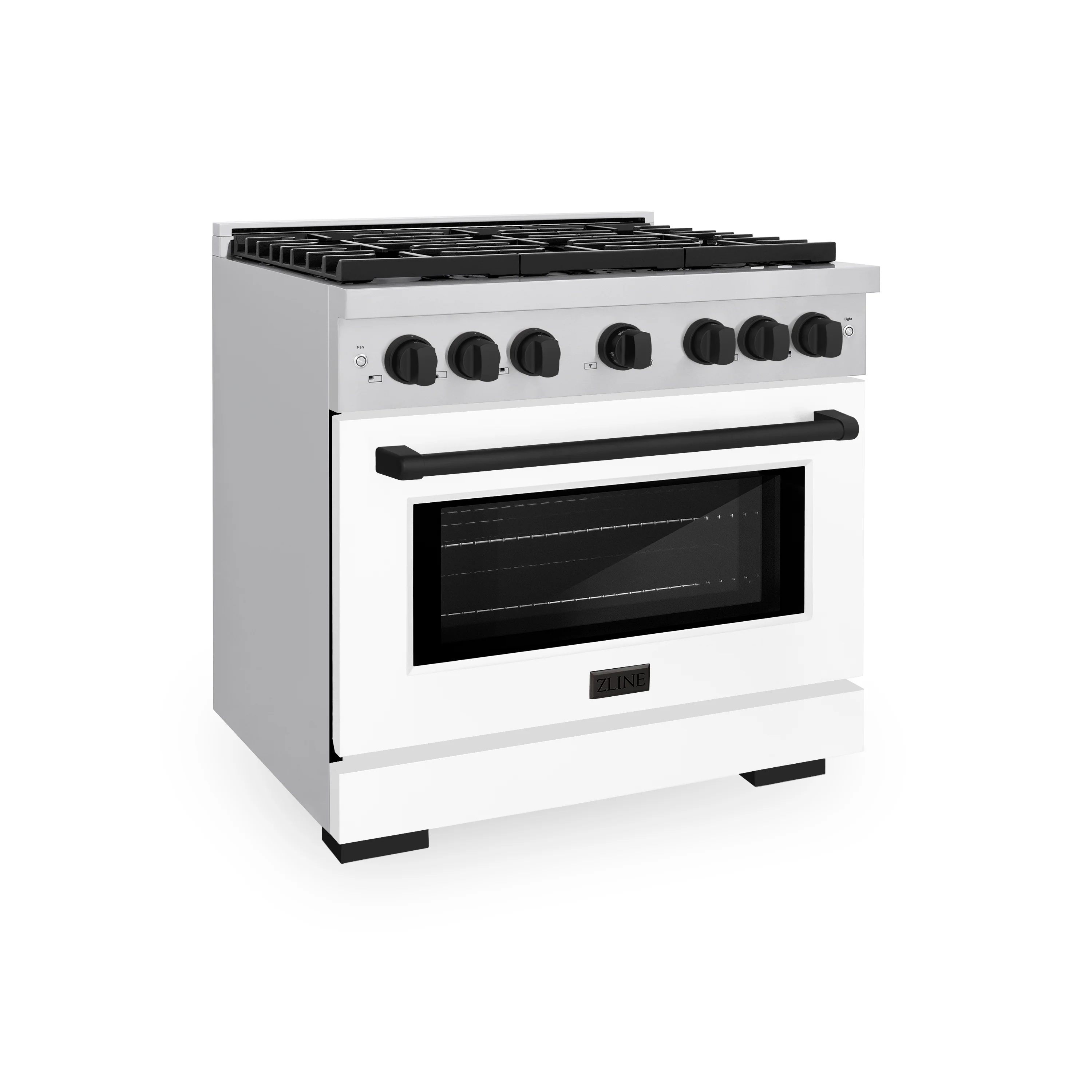 ZLINE Autograph Edition 36 in. 5.2 cu. ft. Paramount Dual Fuel Range with 6 Burner Gas Cooktop and Electric Convection Oven in Stainless Steel with White Matte Door and Matte Black Accents (SDRZ-WM-36-MB) - Image 4