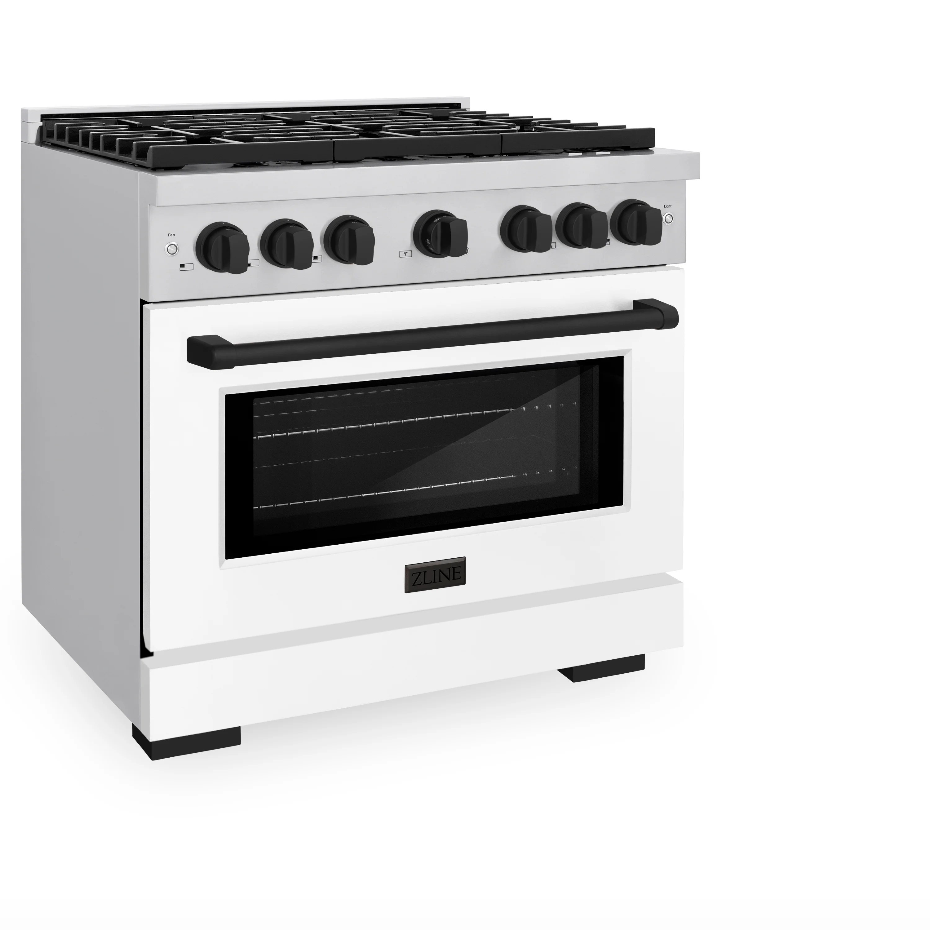 ZLINE Autograph Edition 36 in. 5.2 cu. ft. Paramount Dual Fuel Range with 6 Burner Gas Cooktop and Electric Convection Oven in Stainless Steel with White Matte Door and Matte Black Accents (SDRZ-WM-36-MB) - Image 5