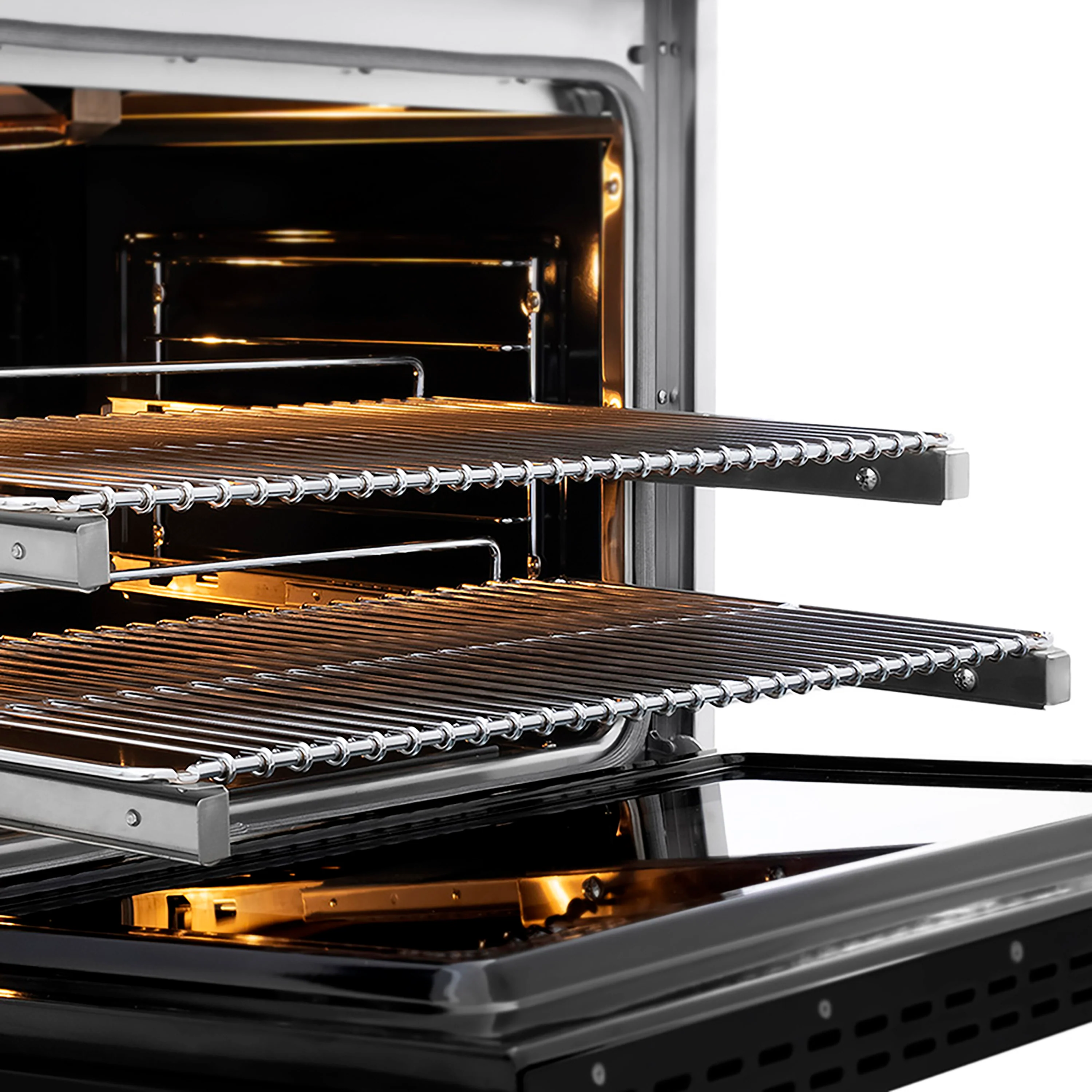ZLINE Autograph Edition 36 in. 5.2 cu. ft. Paramount Gas Range with 6 Burner DuoPro™ Cooktop and Convection Gas Oven in Satin Stainless Steel with Black Matte Door and Polished Gold Accents (PSGRSZ-BLM36-G) - Image 8