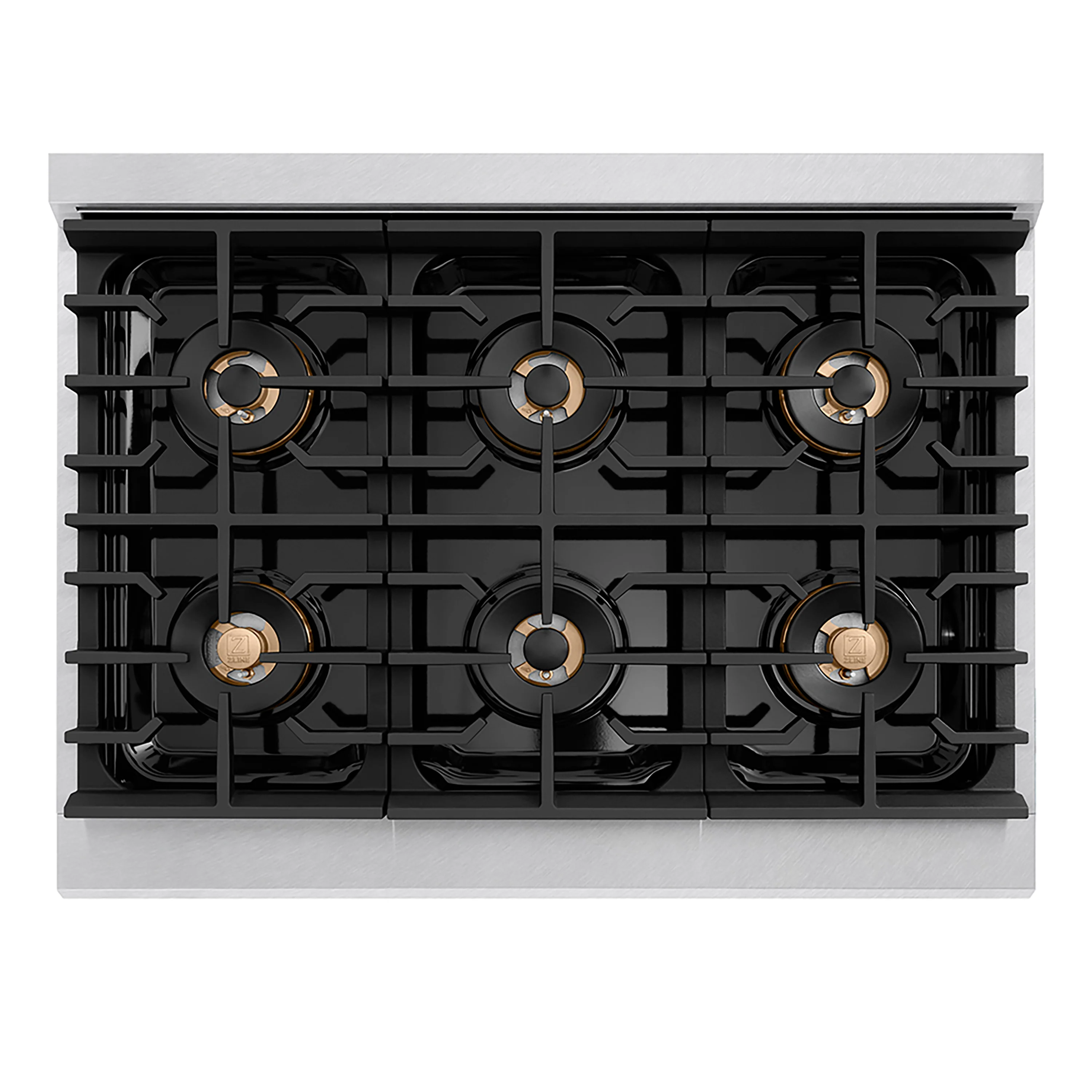 ZLINE Autograph Edition 36 in. 5.2 cu. ft. Paramount Gas Range with 6 Burner DuoPro™ Cooktop and Convection Gas Oven in Satin Stainless Steel and Matte Black Accents (PSGRSZ-36-MB) - Image 2