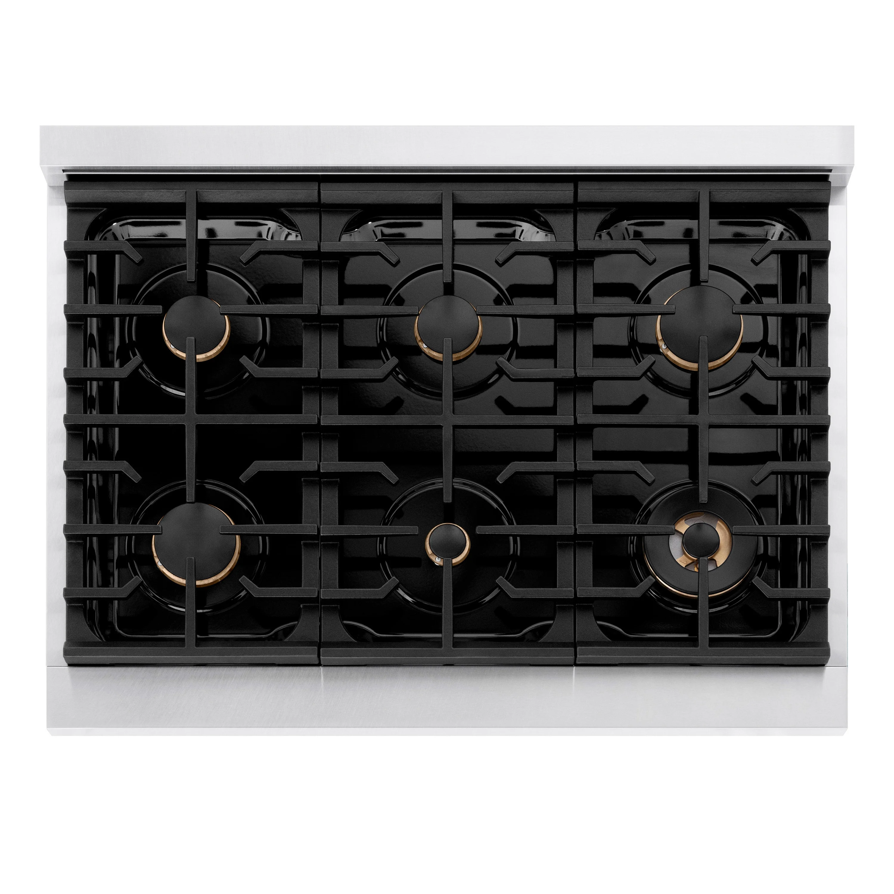 ZLINE Autograph Edition 36 in. 5.2 cu. ft. Paramount Gas Range with 6 Burner Cooktop and Convection Gas Oven in Satin Stainless Steel with Black Matte Door and Champagne Bronze Accents (SGRSZ-BLM-36-CB) - Image 10