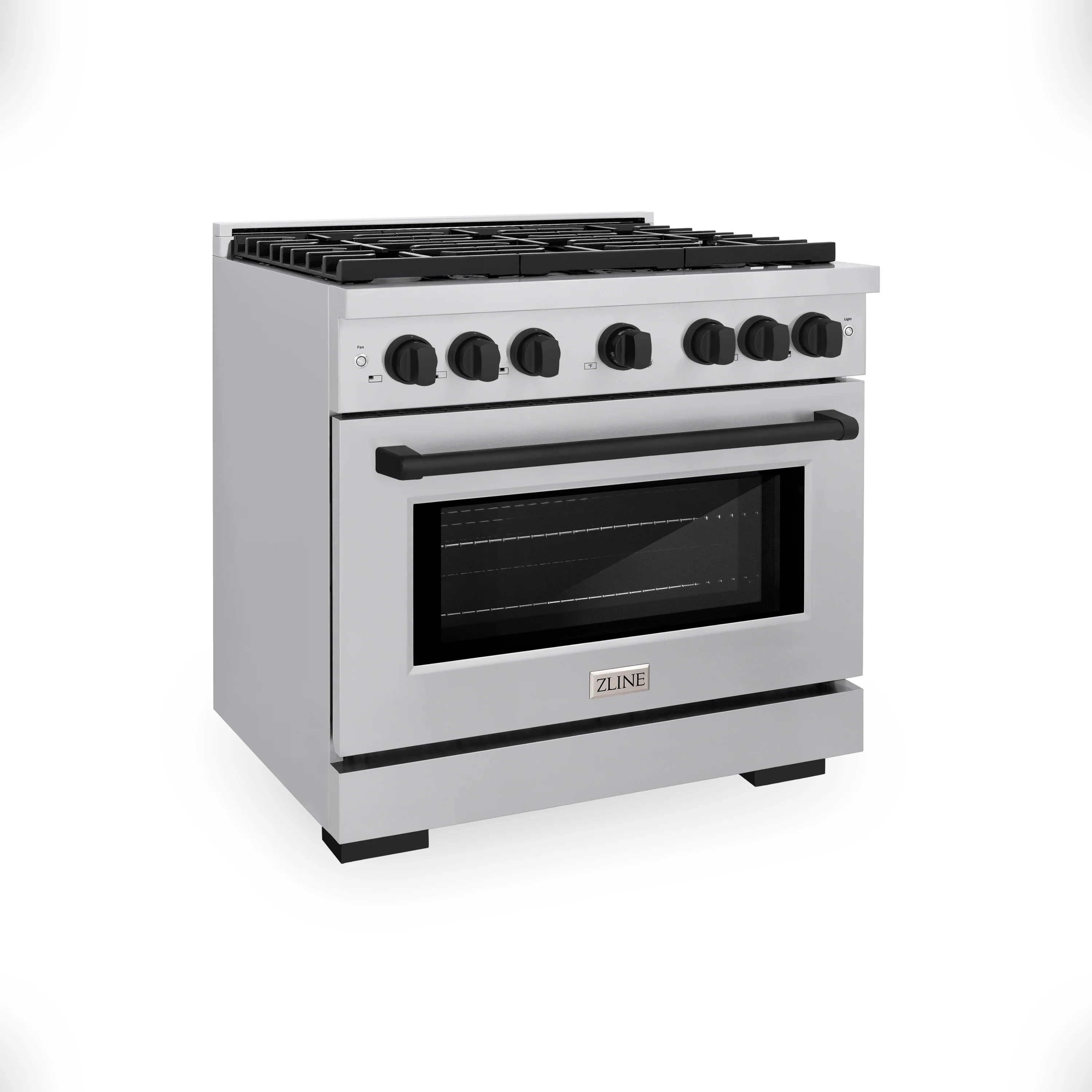 ZLINE Autograph Edition 36 in. 5.2 cu. ft. Paramount Gas Range with 6 Burner Cooktop and Convection Gas Oven in Stainless Steel and Matte Black Accents (SGRZ-36-MB) - Image 4