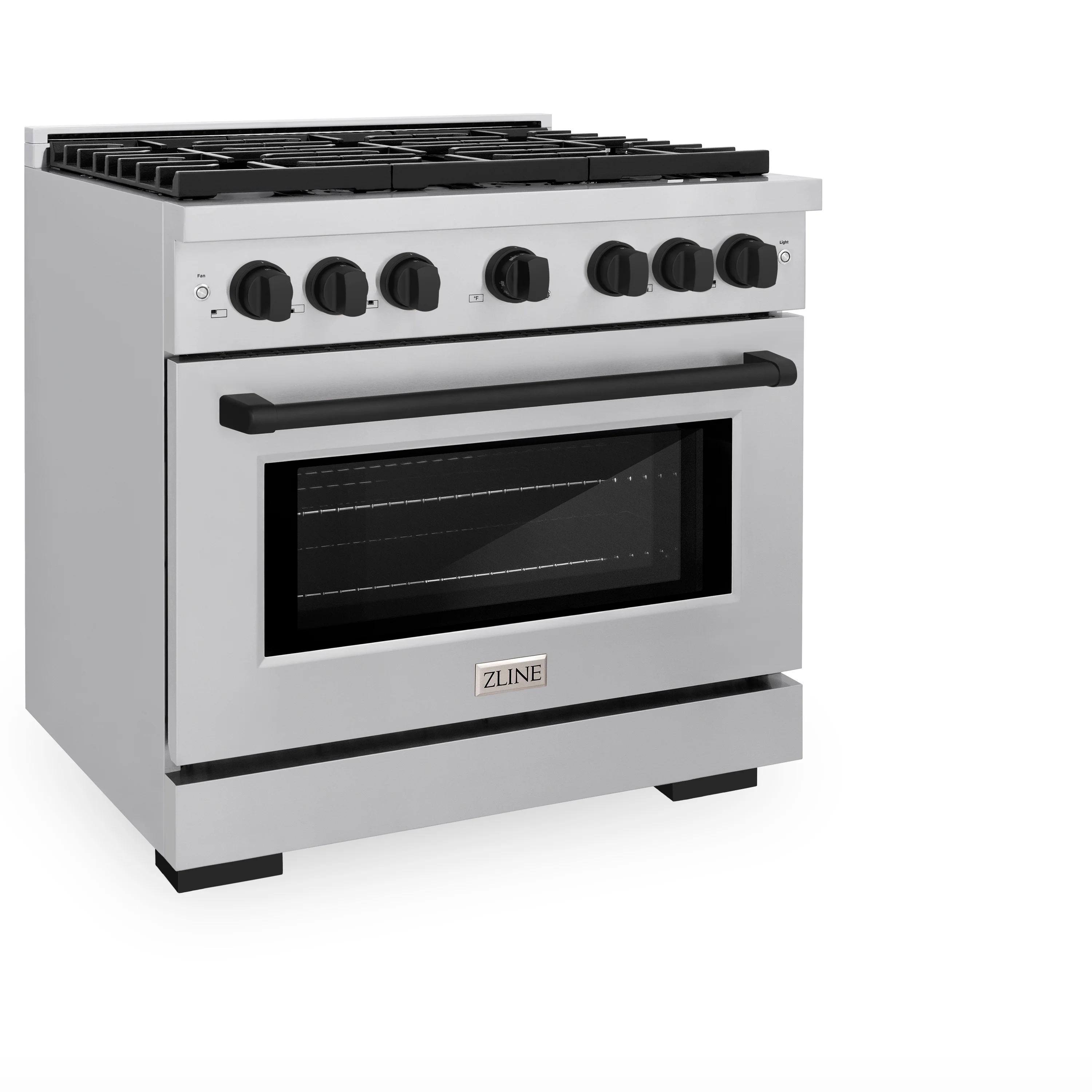ZLINE Autograph Edition 36 in. 5.2 cu. ft. Paramount Gas Range with 6 Burner Cooktop and Convection Gas Oven in Stainless Steel and Matte Black Accents (SGRZ-36-MB) - Image 5