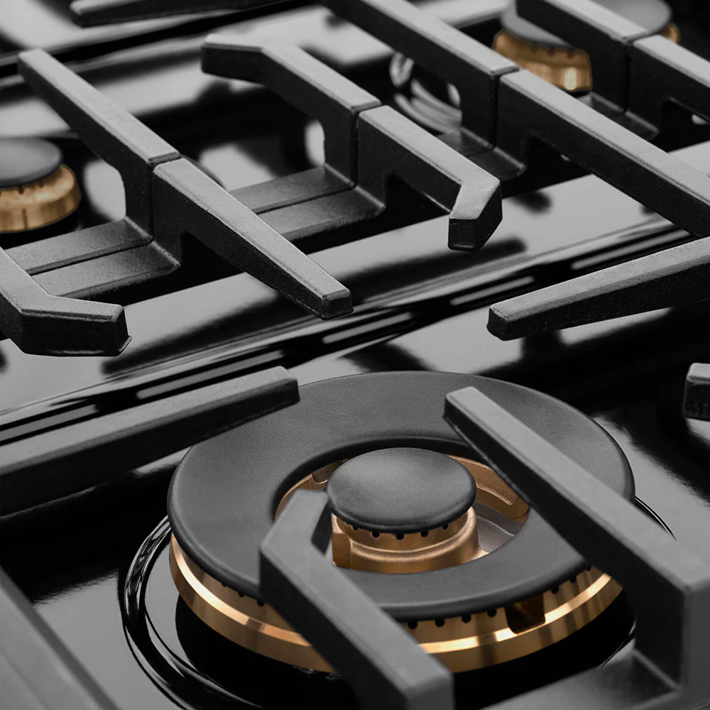 ZLINE Autograph Edition 36 in. Paramount Gas Rangetop with 6 Burners and Porcelain Cooktop in Black Satin Stainless Steel with Champagne Bronze Accents (SRTBSZ-36-CB) - Image 10