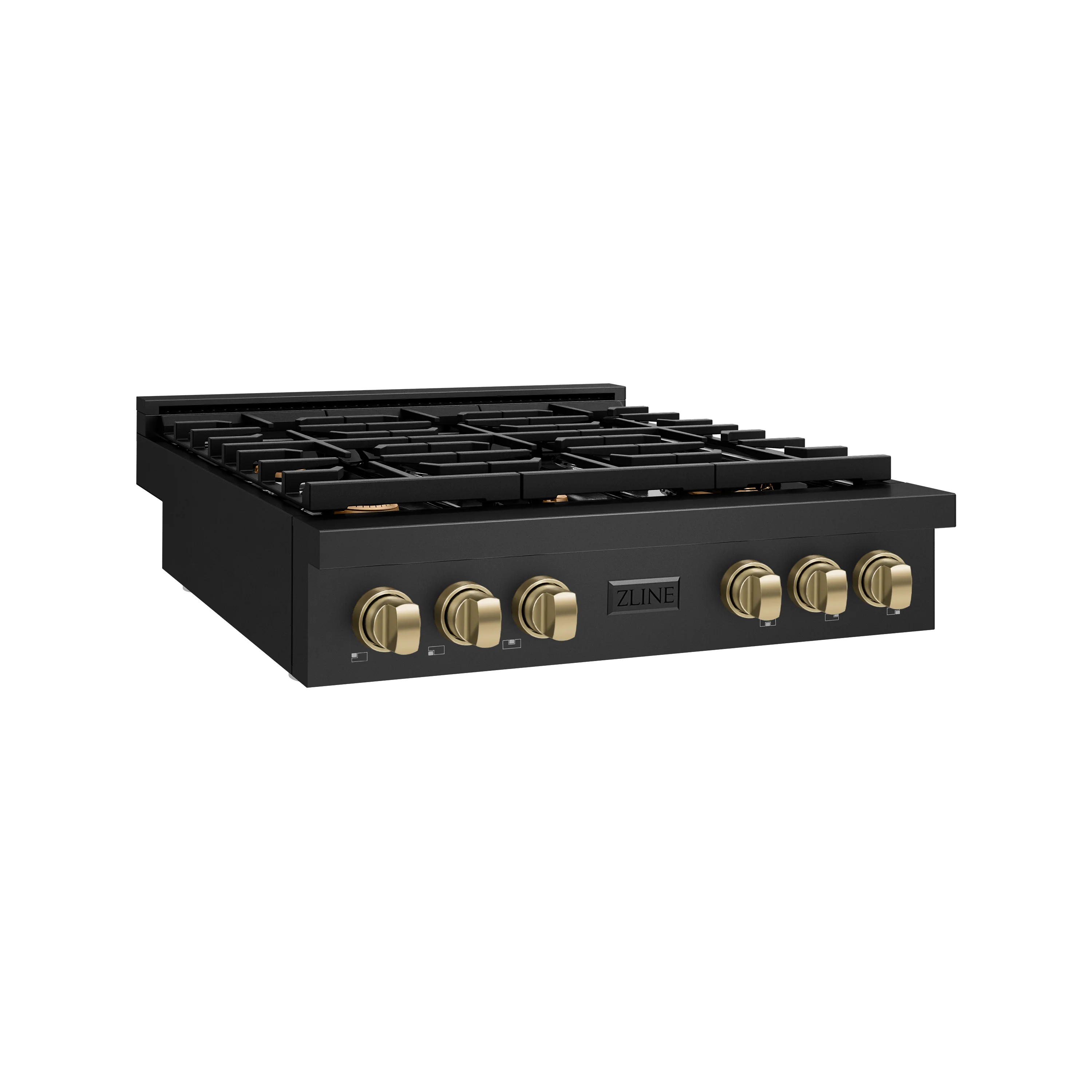 ZLINE 36 in. Autograph Edition Paramount Gas Rangetop with 6 Burners and Porcelain Cooktop in Black Stainless Steel with Champagne Bronze Accents (SRTBZ-36-CB) - Image 2