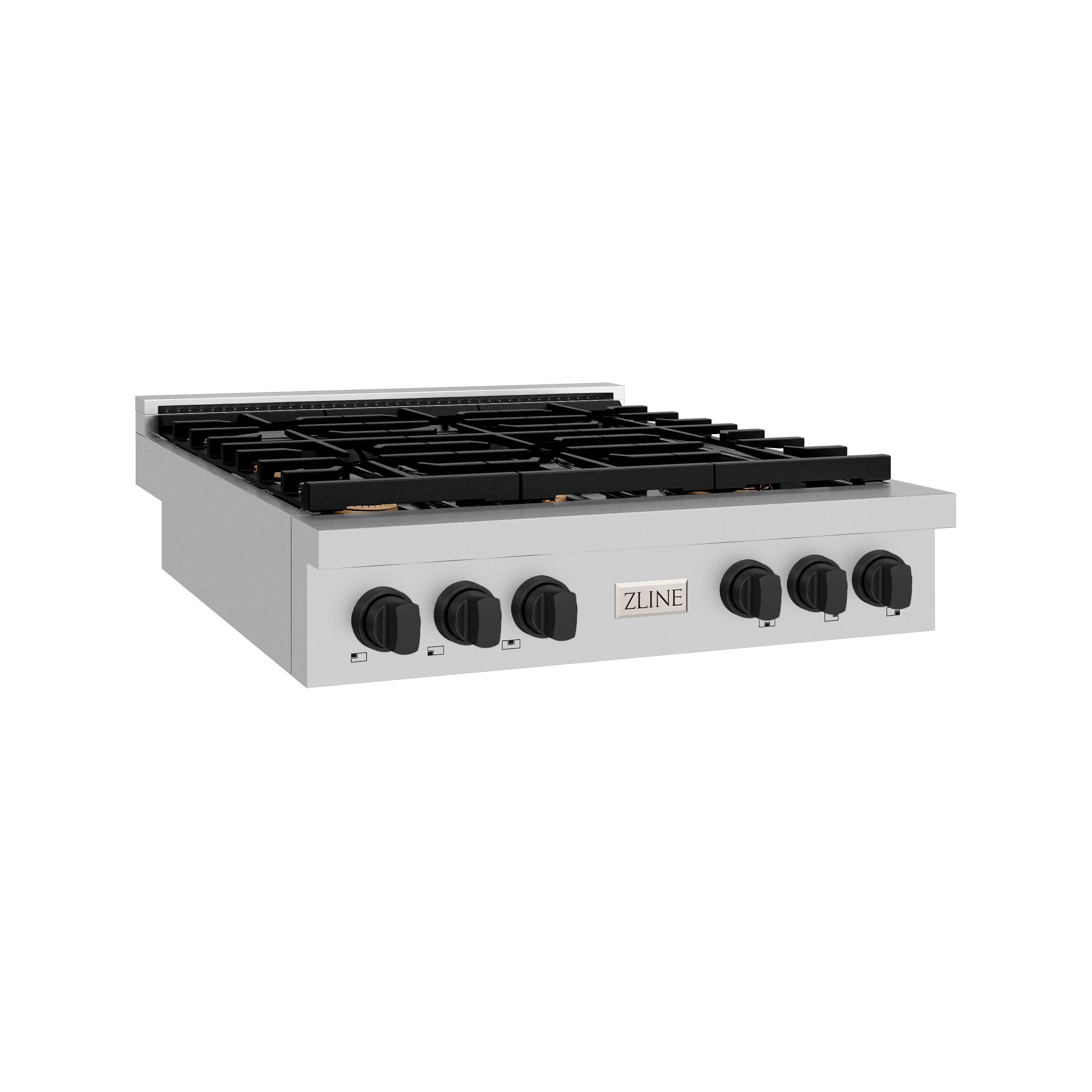 ZLINE 36 in. Autograph Edition Paramount Gas Rangetop with 6 Burners and Porcelain Cooktop in Stainless Steel with Matte Black Accents (SRTZ-36-MB) - Image 2