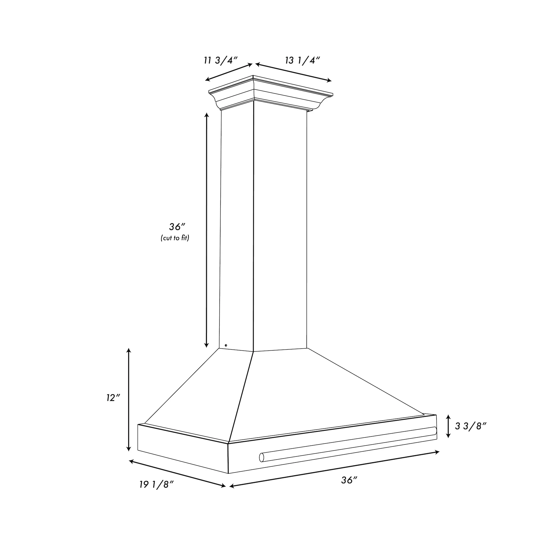 ZLINE Autograph Edition 36 in. Convertible Satin Stainless Steel Wall Mount Range Hood with Black Matte Shell and Champagne Bronze Handle (KB4SNZ-BLM36-CB) - Image 10
