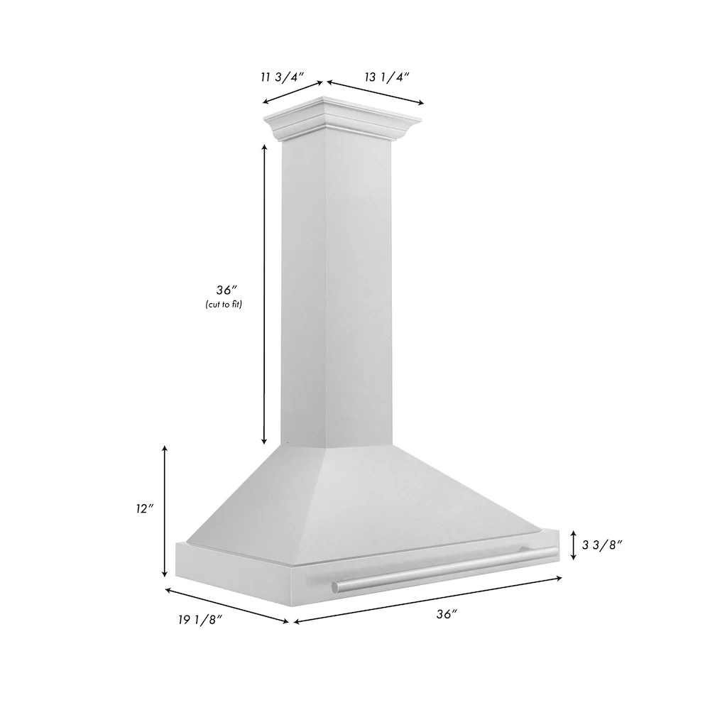 ZLINE 36 in. Autograph Edition Convertible Fingerprint Resistant Satin Stainless Steel Range Hood with White Matte Shell and Matte Black Handle (KB4SNZ-WM36-MB) - Image 6