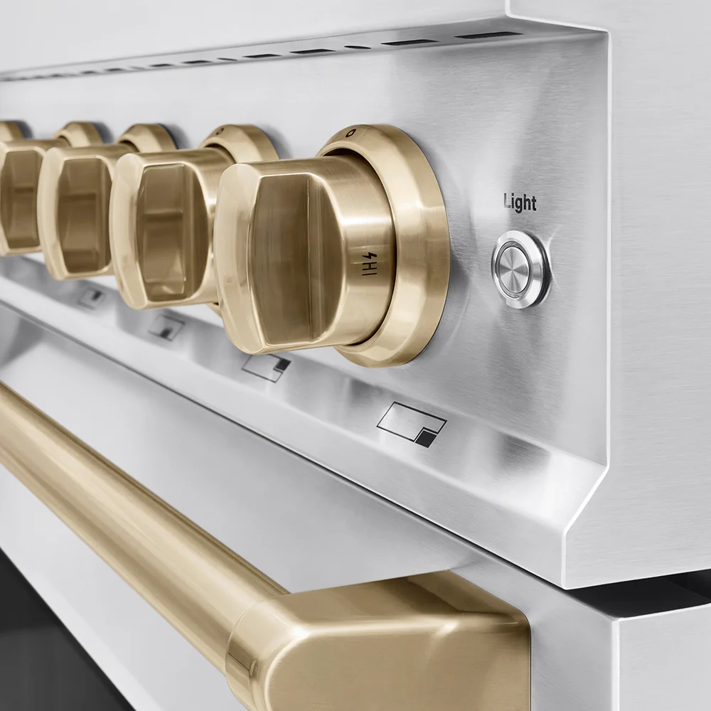 ZLINE Autograph Edition 48 in. 6.7 cu. ft. Classic Dual Fuel Range with 8 Burner DuoPro™ Cooktop and Dual Ovens in Stainless Steel and Champagne Bronze Accents (PCDRZ-48-CB) - Image 16