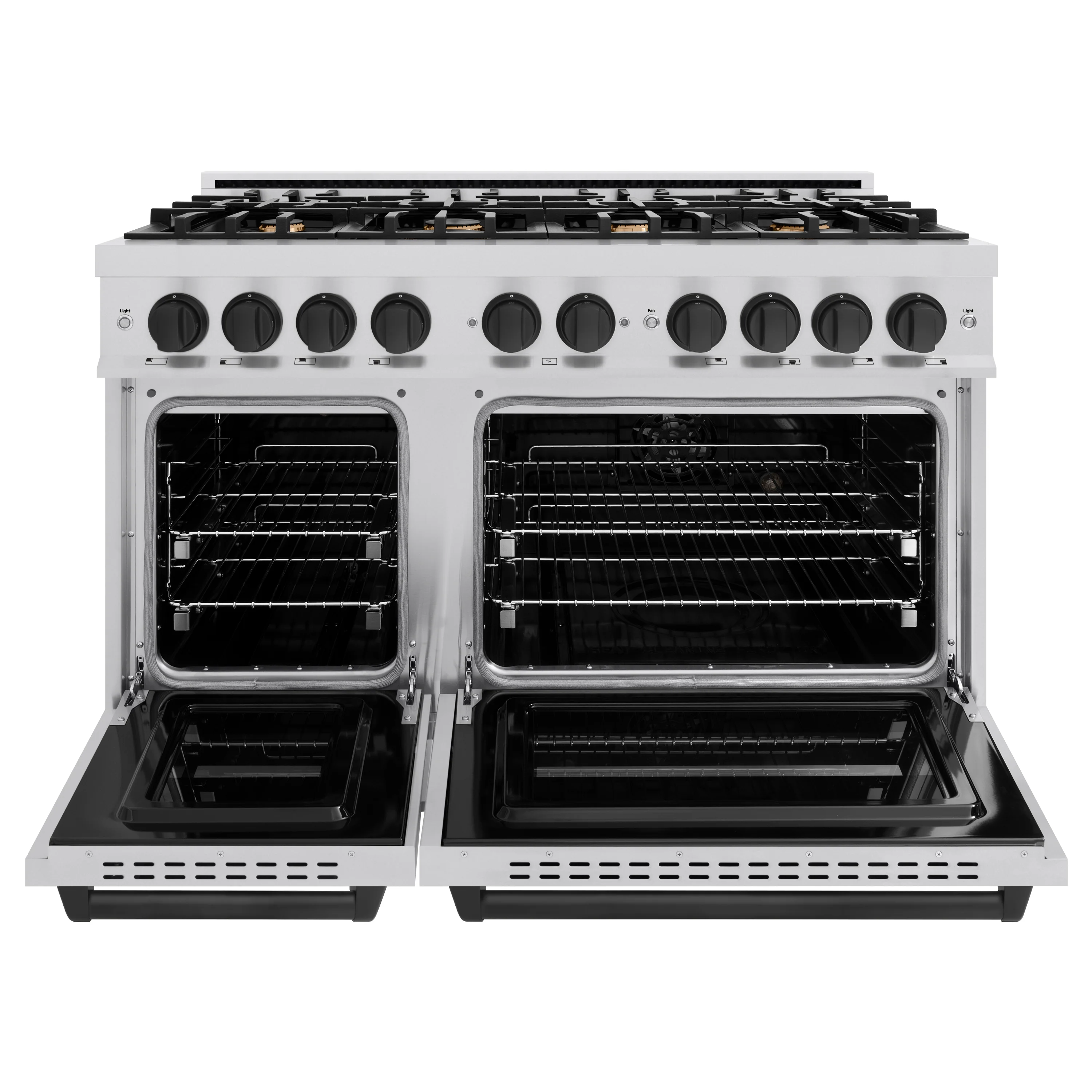 ZLINE Autograph Edition 48 in. 6.7 cu. ft. Classic Double Oven Dual Fuel Range with 8 Burner Gas Cooktop in Stainless Steel and Matte Black Accents (CDRZ-48-MB) - Image 3