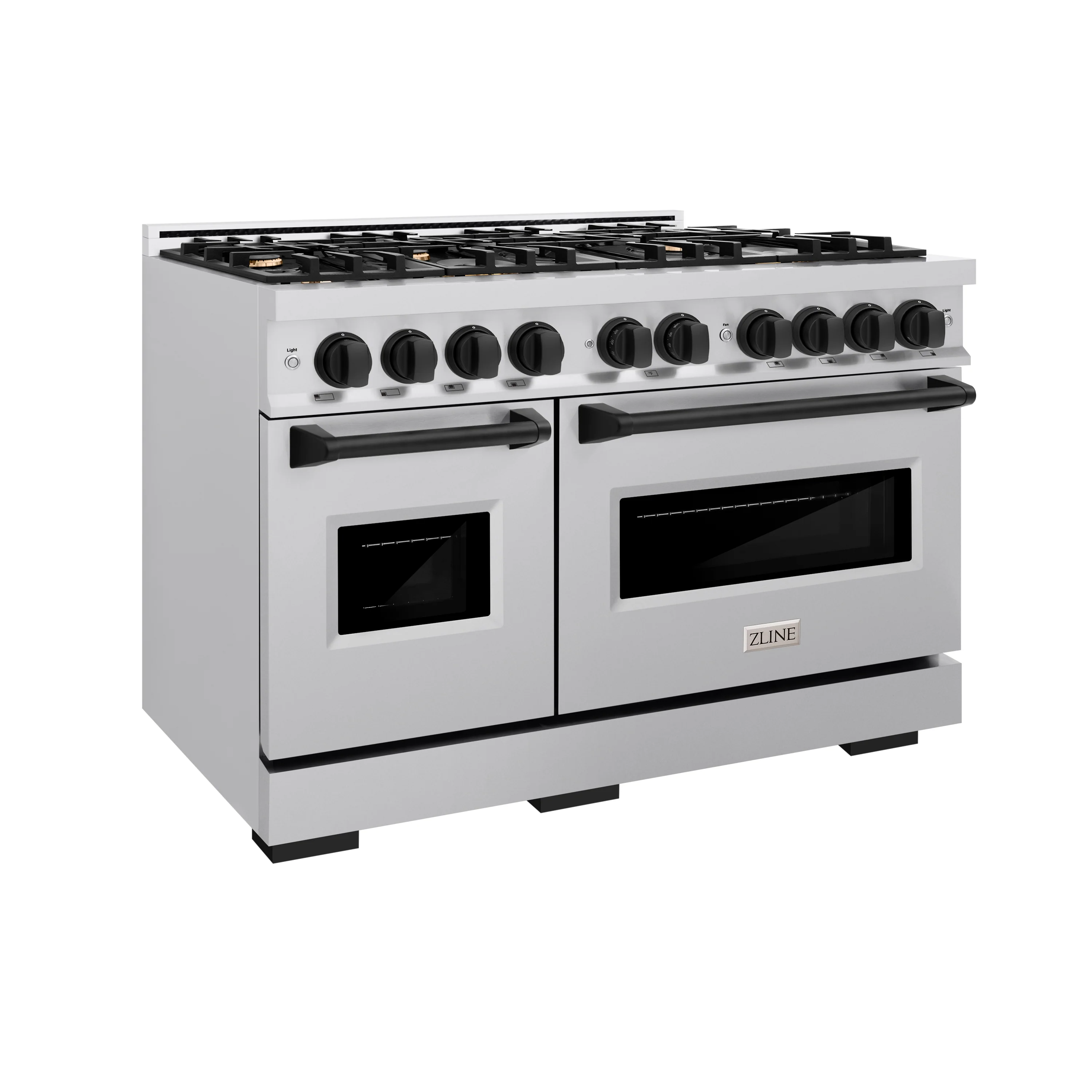 ZLINE Autograph Edition 48 in. 6.7 cu. ft. Classic Double Oven Dual Fuel Range with 8 Burner Gas Cooktop in Stainless Steel and Matte Black Accents (CDRZ-48-MB) - Image 4