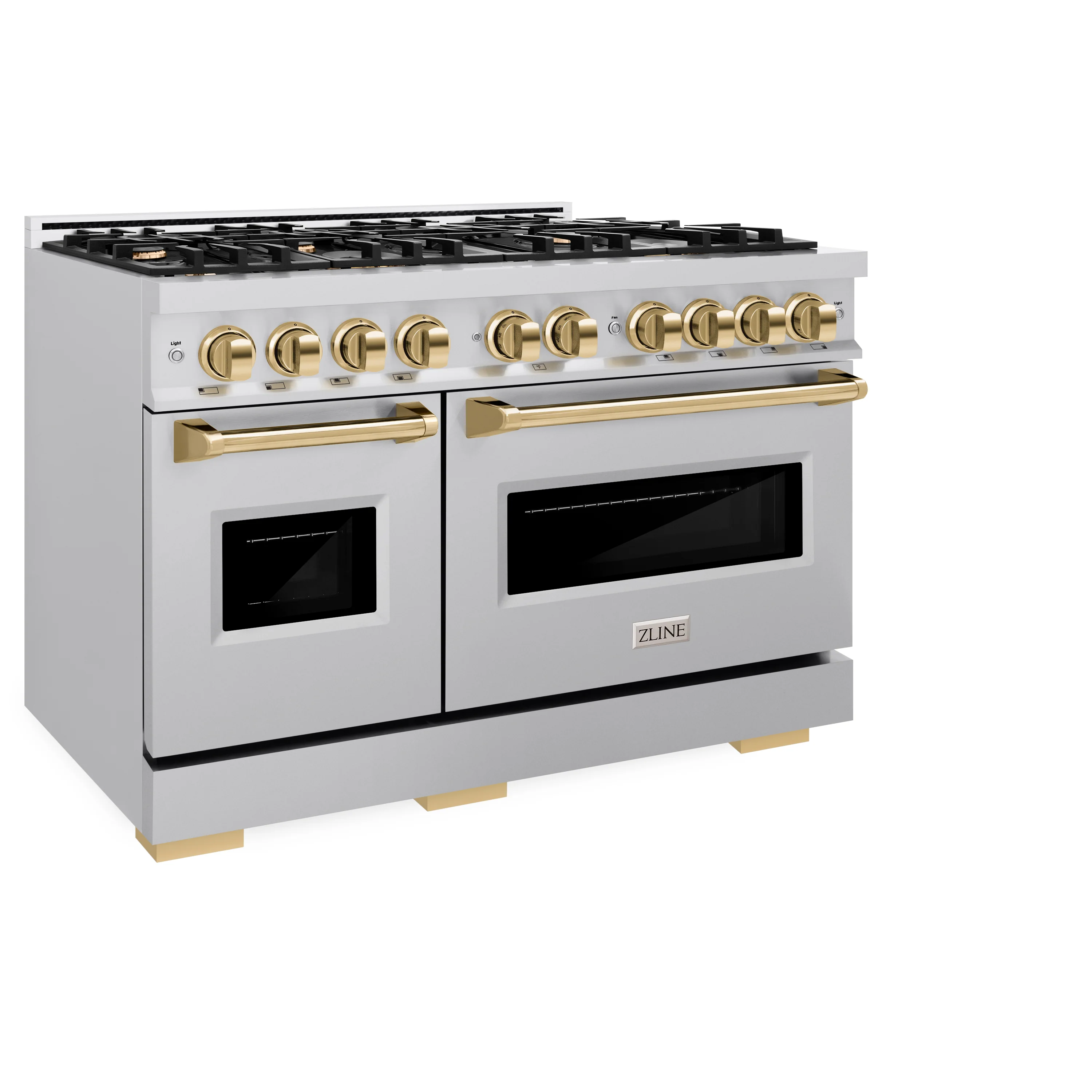 ZLINE Autograph Edition 48 in. 6.7 cu. ft. Classic Double Oven Dual Fuel Range with 8 Burner Gas Cooktop in Stainless Steel and Polished Gold Accents (CDRZ-48-G) - Image 5
