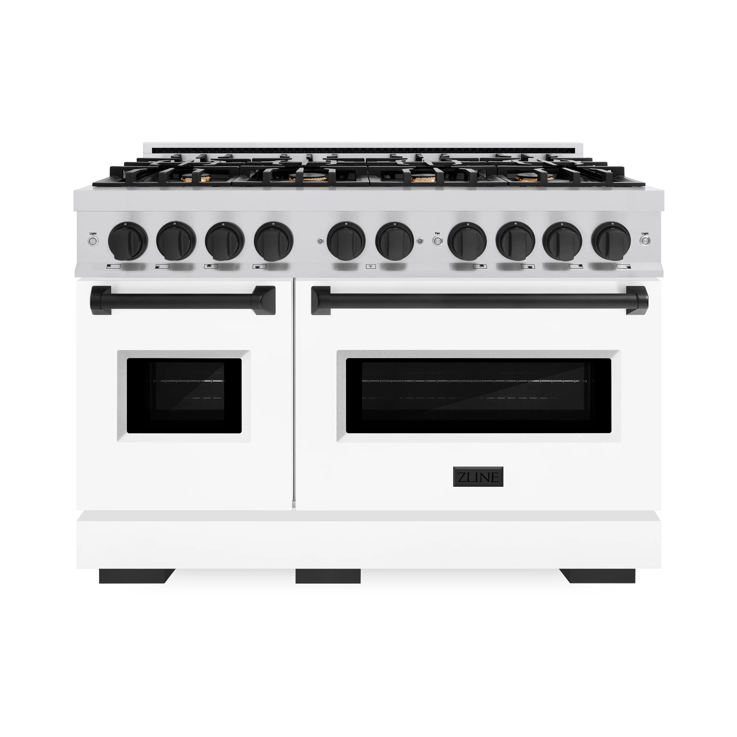 ZLINE Autograph Edition 48 in. 6.7 cu. ft. Classic Double Oven Dual Fuel Range with 8 Burner Gas Cooktop in Stainless Steel with White Matte Door and Matte Black Accents (CDRZ-WM-48-MB) - Image 3