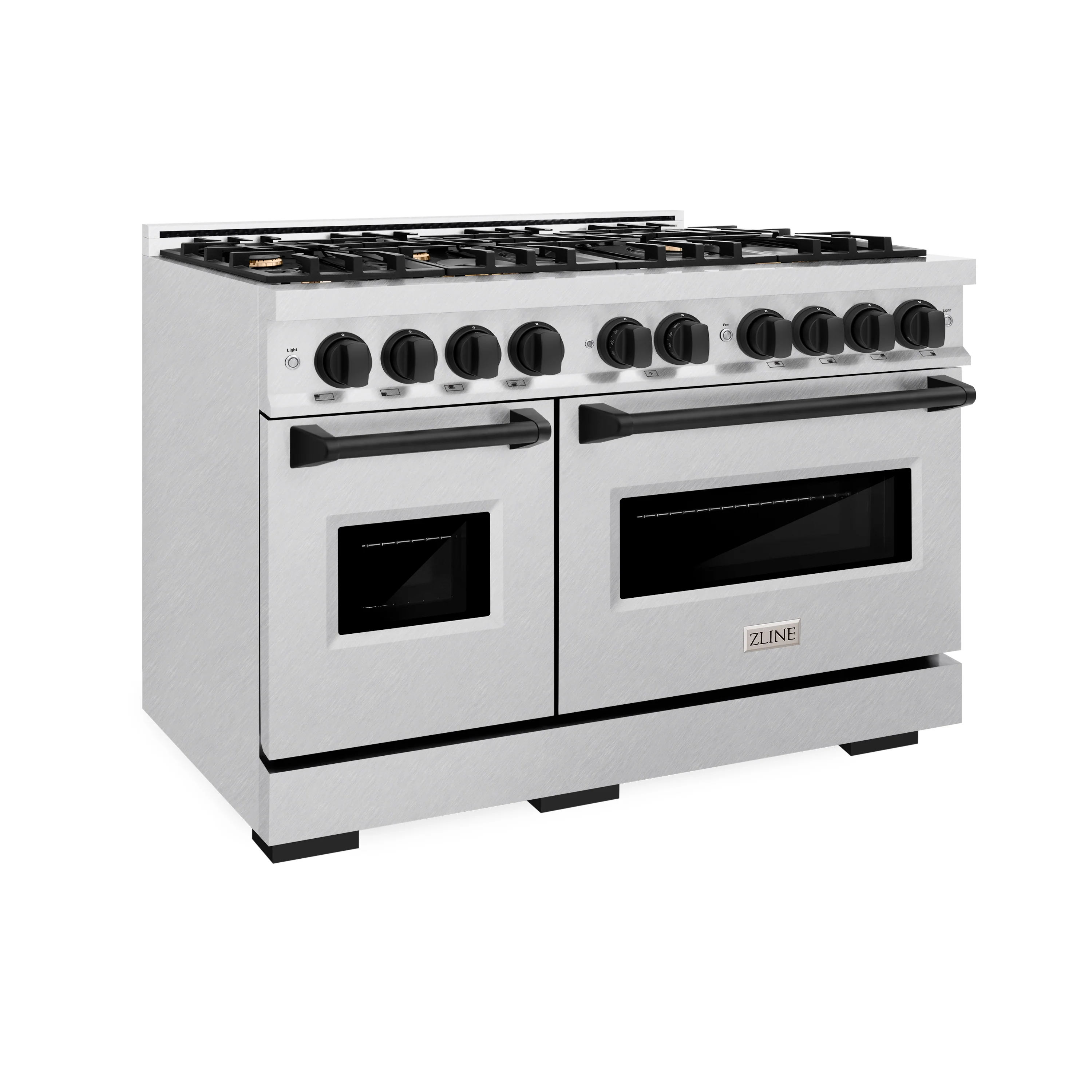 ZLINE Autograph Edition 48 in. 6.7 cu. ft. Classic Double Oven Gas Range with 8 Burner Cooktop in Satin Stainless Steel and Matte Black Accents (CGRSZ-48-MB) - Image 3