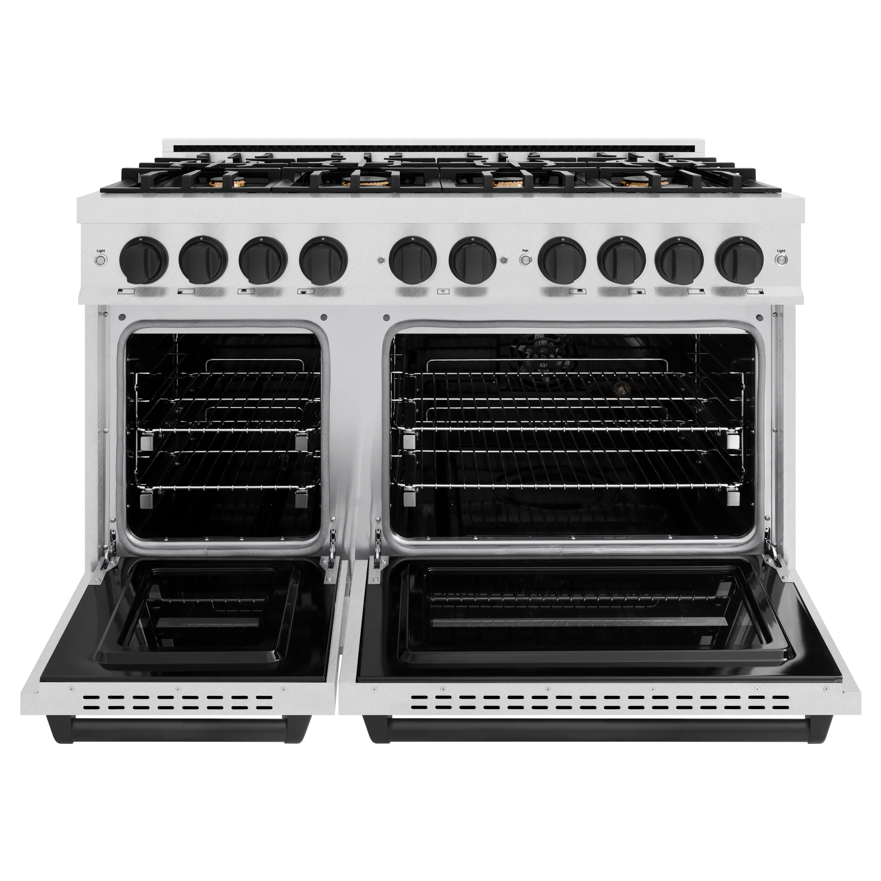 ZLINE Autograph Edition 48 in. 6.7 cu. ft. Classic Double Oven Gas Range with 8 Burner Cooktop in Satin Stainless Steel and Matte Black Accents (CGRSZ-48-MB) - Image 7