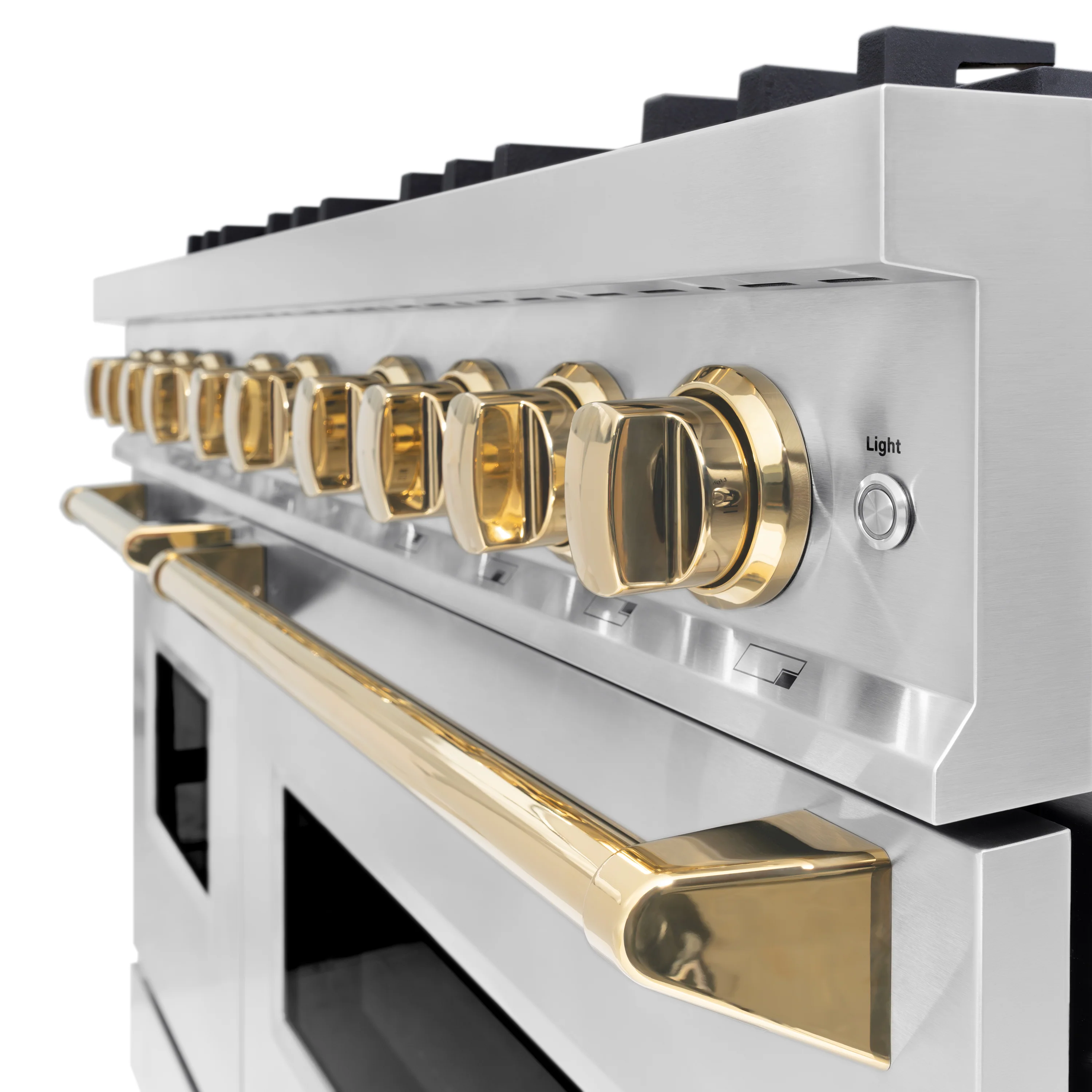 ZLINE Autograph Edition 48 in. 6.7 cu. ft. Classic Double Oven Gas Range with 8 Burner Cooktop in Stainless Steel and Polished Gold Accents (CGRZ-48-G) - Image 10
